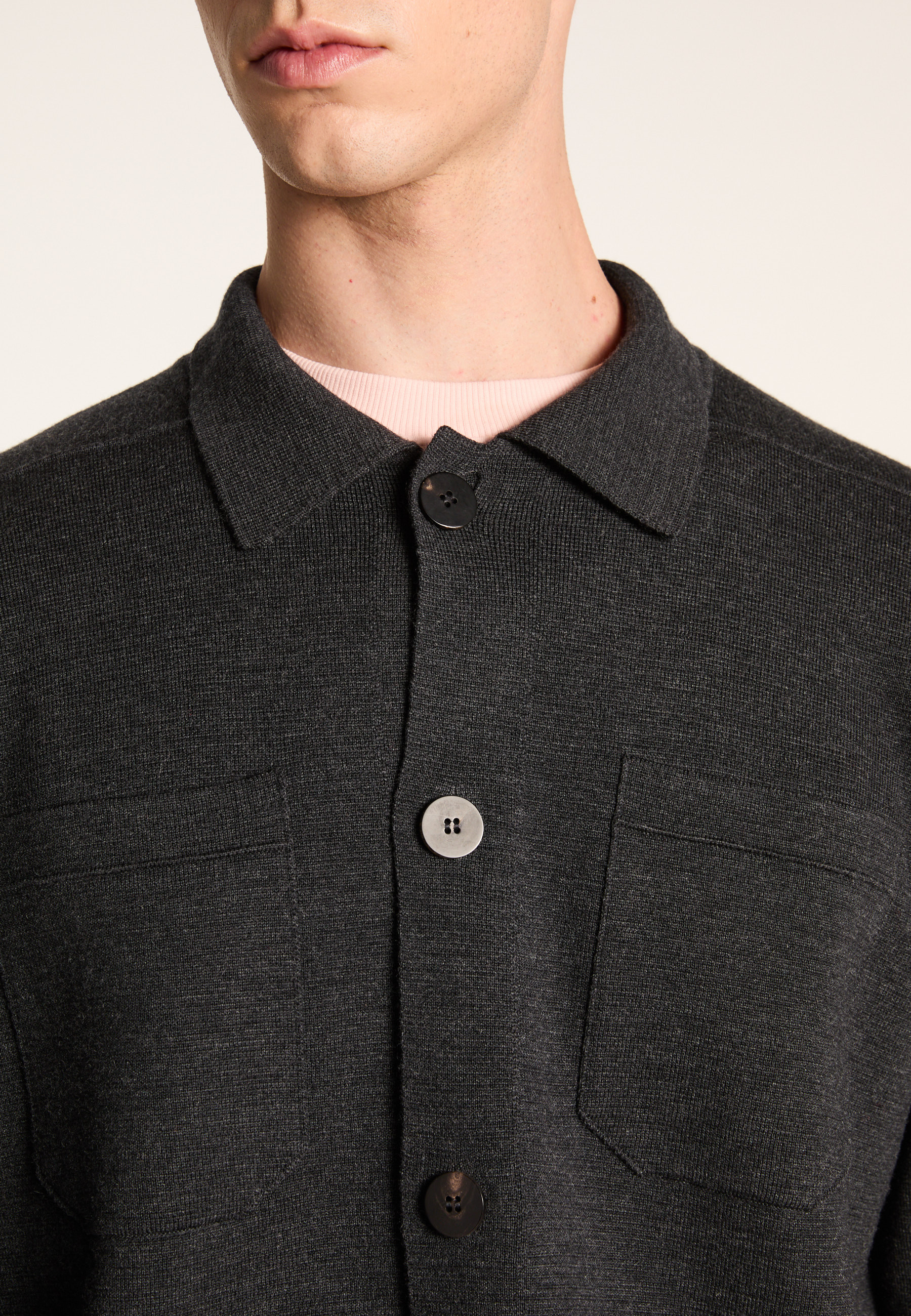 Merino wool overshirt MAISON MONTAGUT Grey