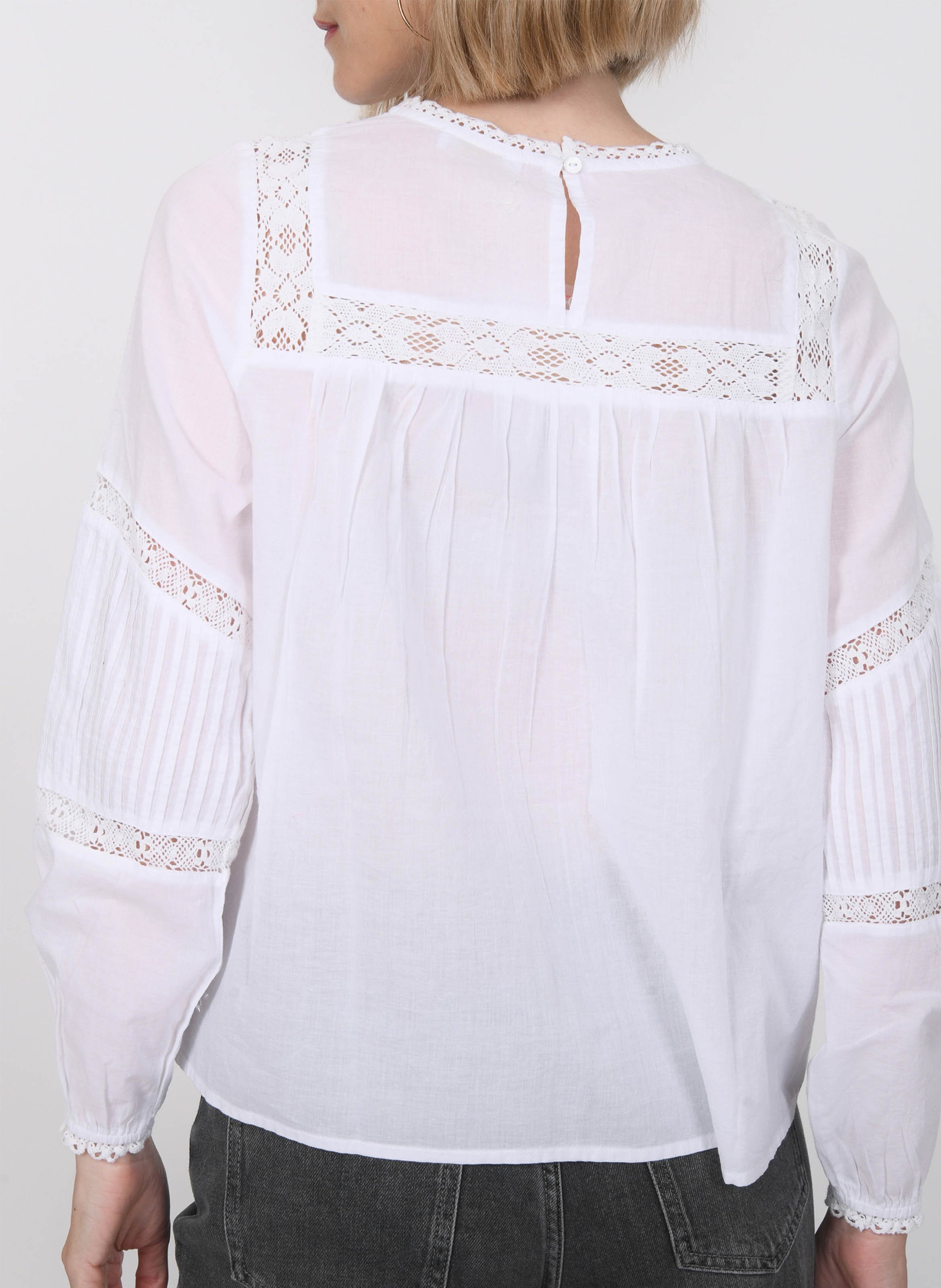 Katoenen blouse met ronde hals KOOKAI Wit