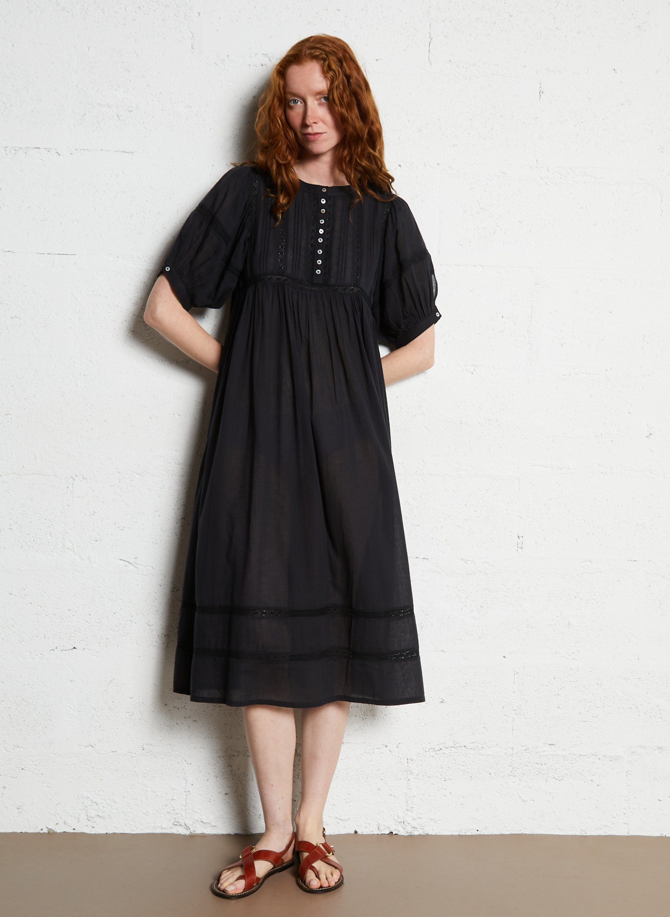 Long organic cotton dress EMILE ET IDA Black