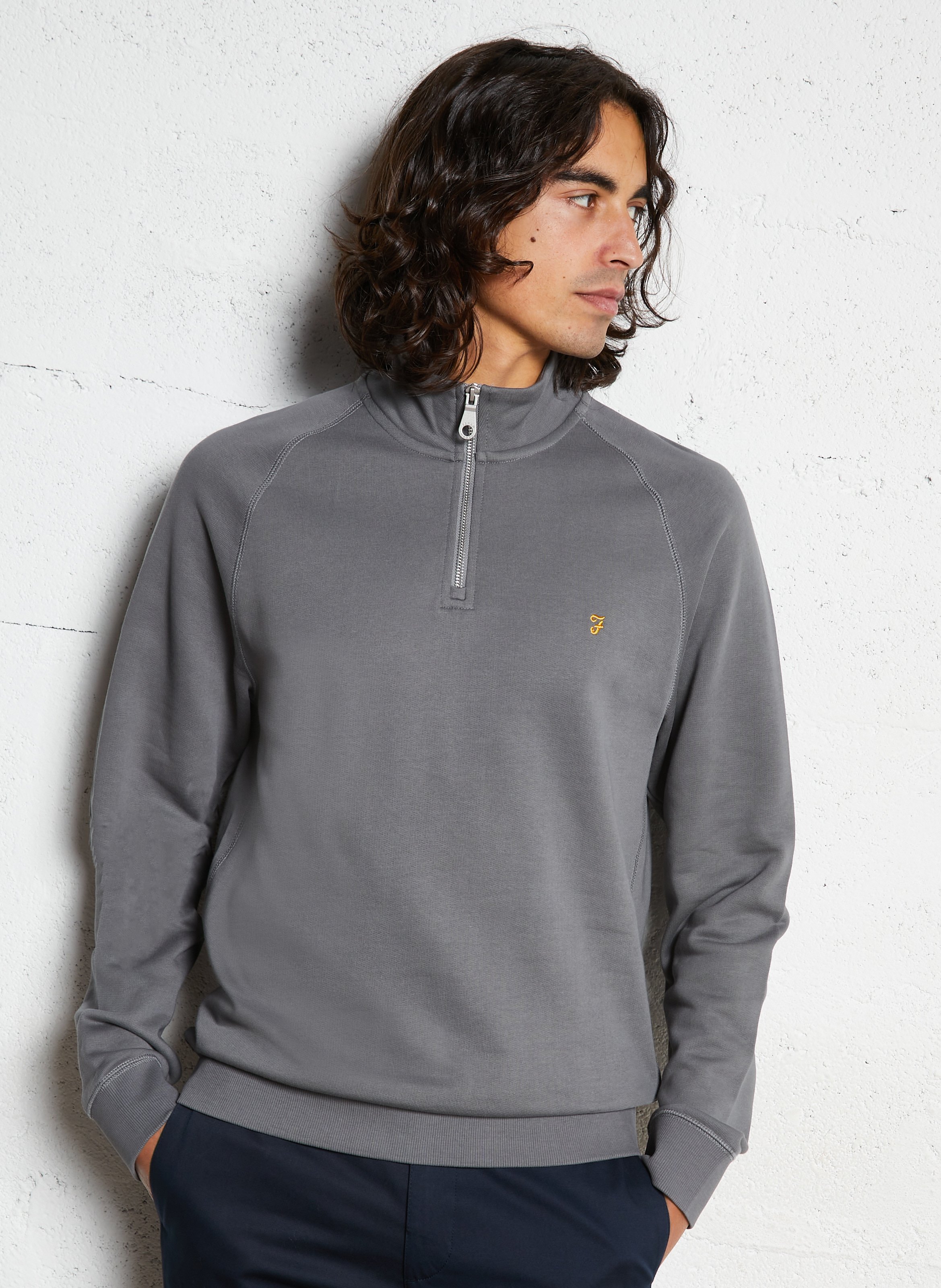 Sweatshirt aus Bio-Baumwolle mit Reißverschlusskragen, Regular Fit FARAH