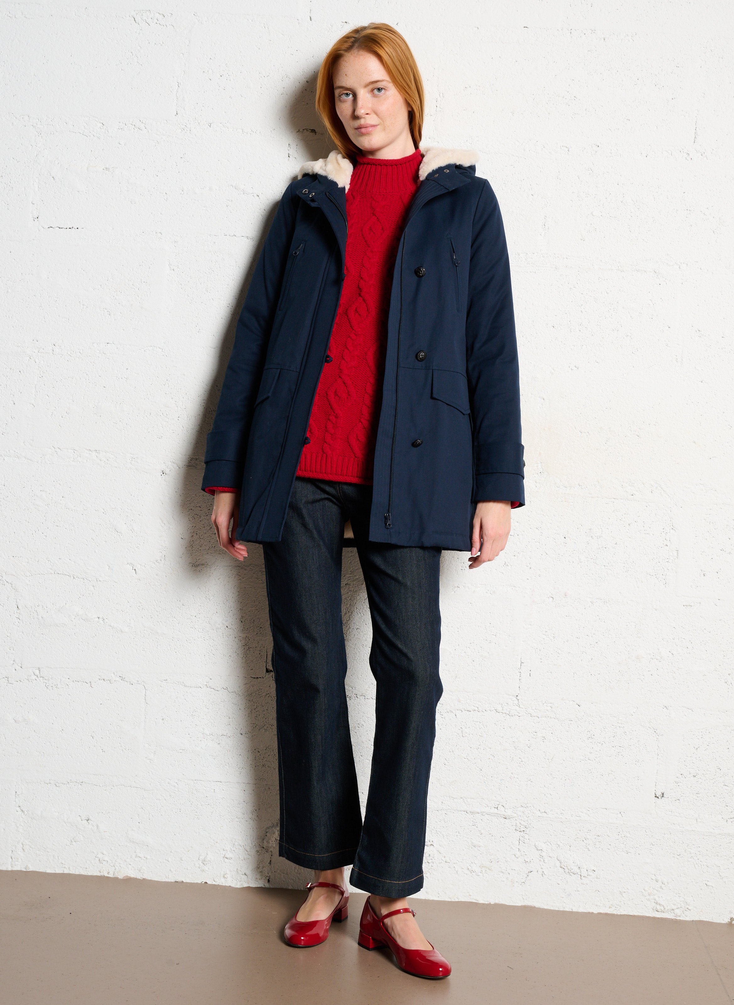 Hooded parka CAROLL Blue