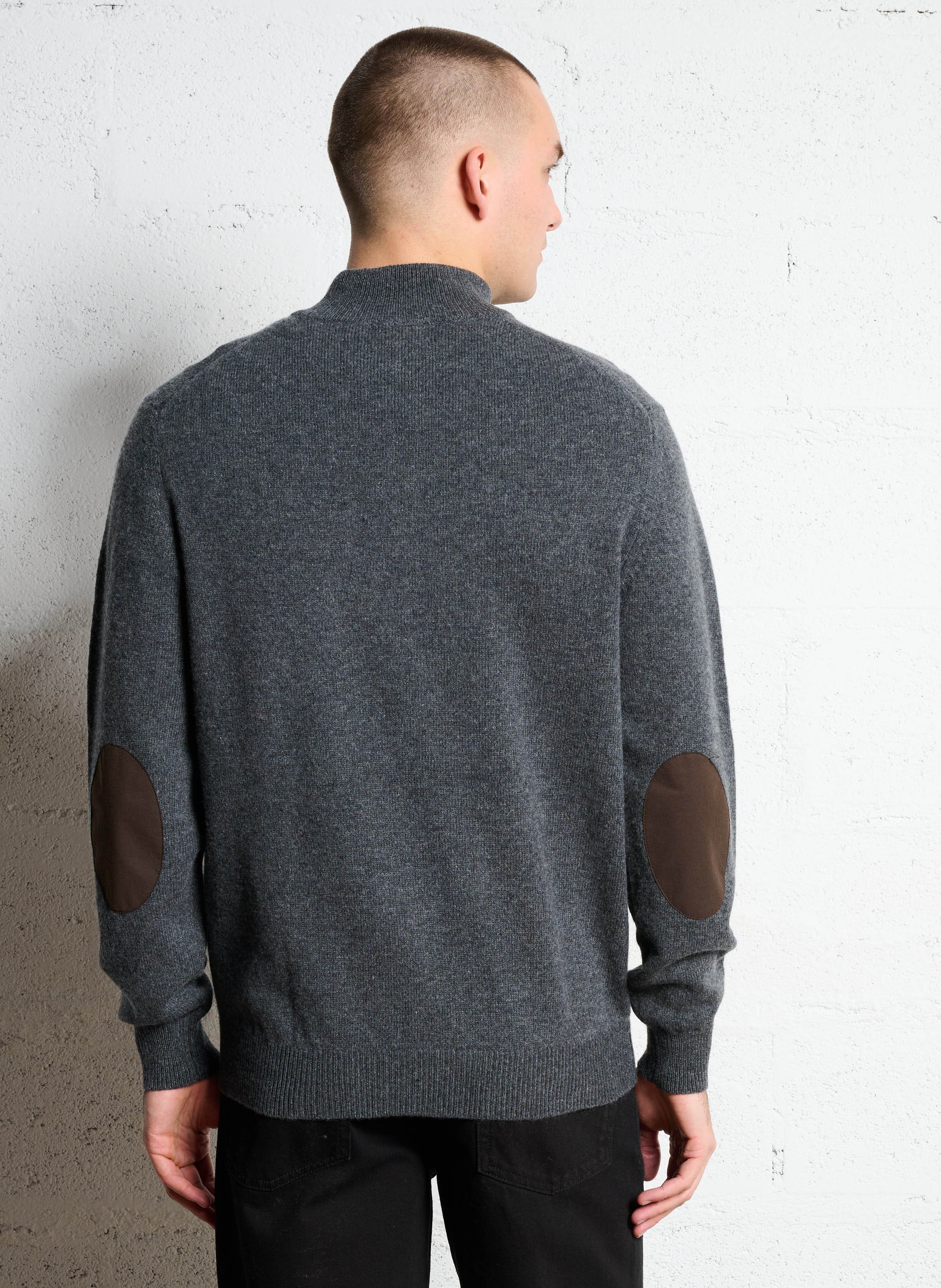 Gerade geschnittener Wollpullover mit Stehkragen und Reißverschluss HACKETT Grau