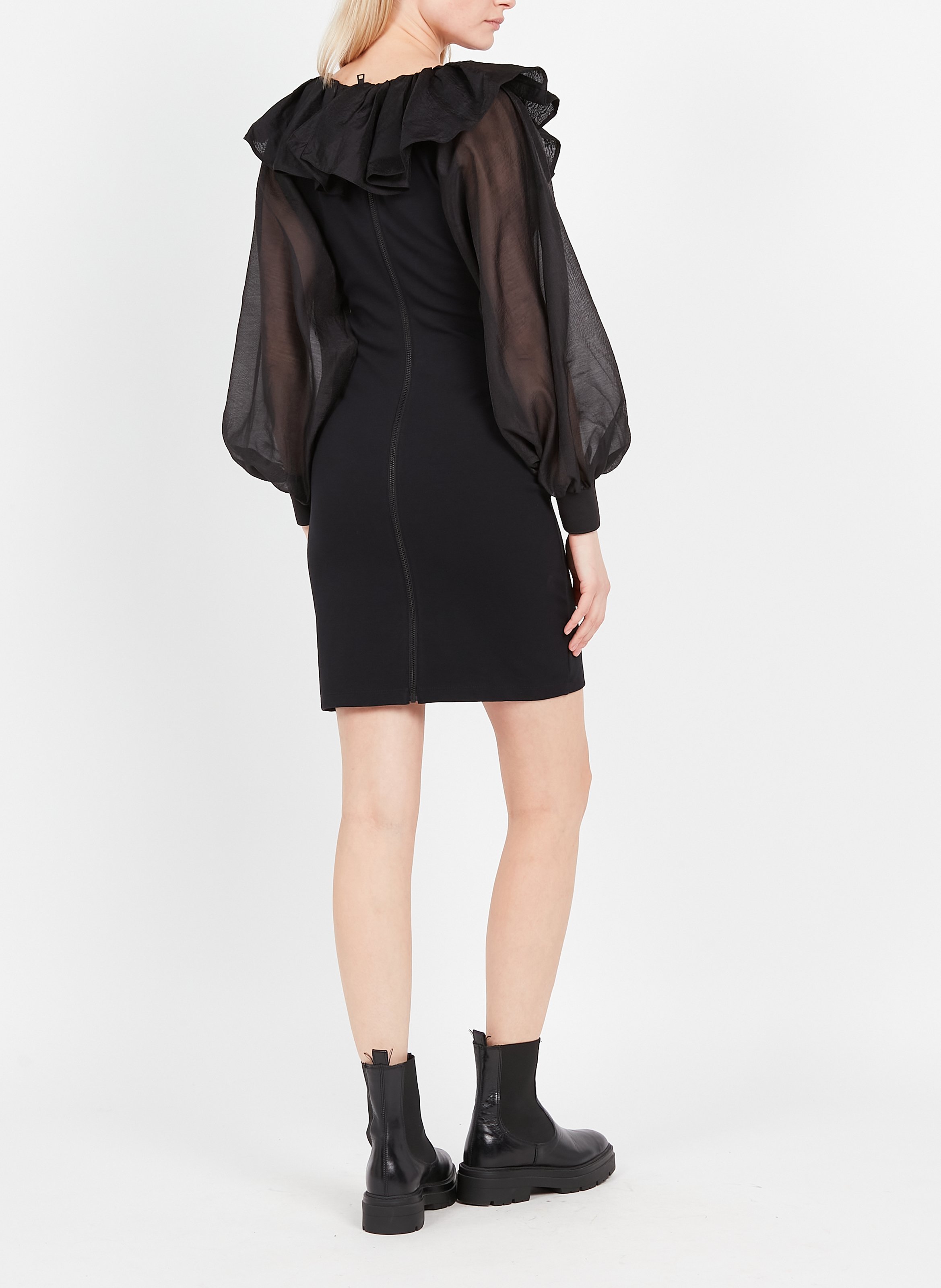 Flounced cotton midi dress KARL LAGERFELD Black