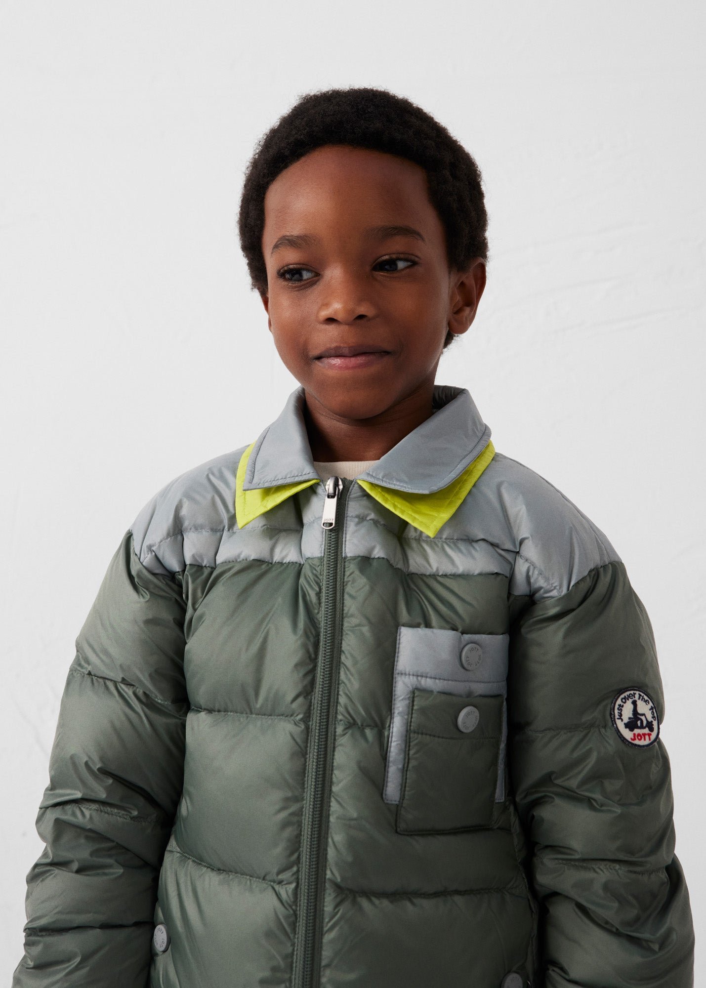 Kids' two-tone contrast padded jacket JOTT Green