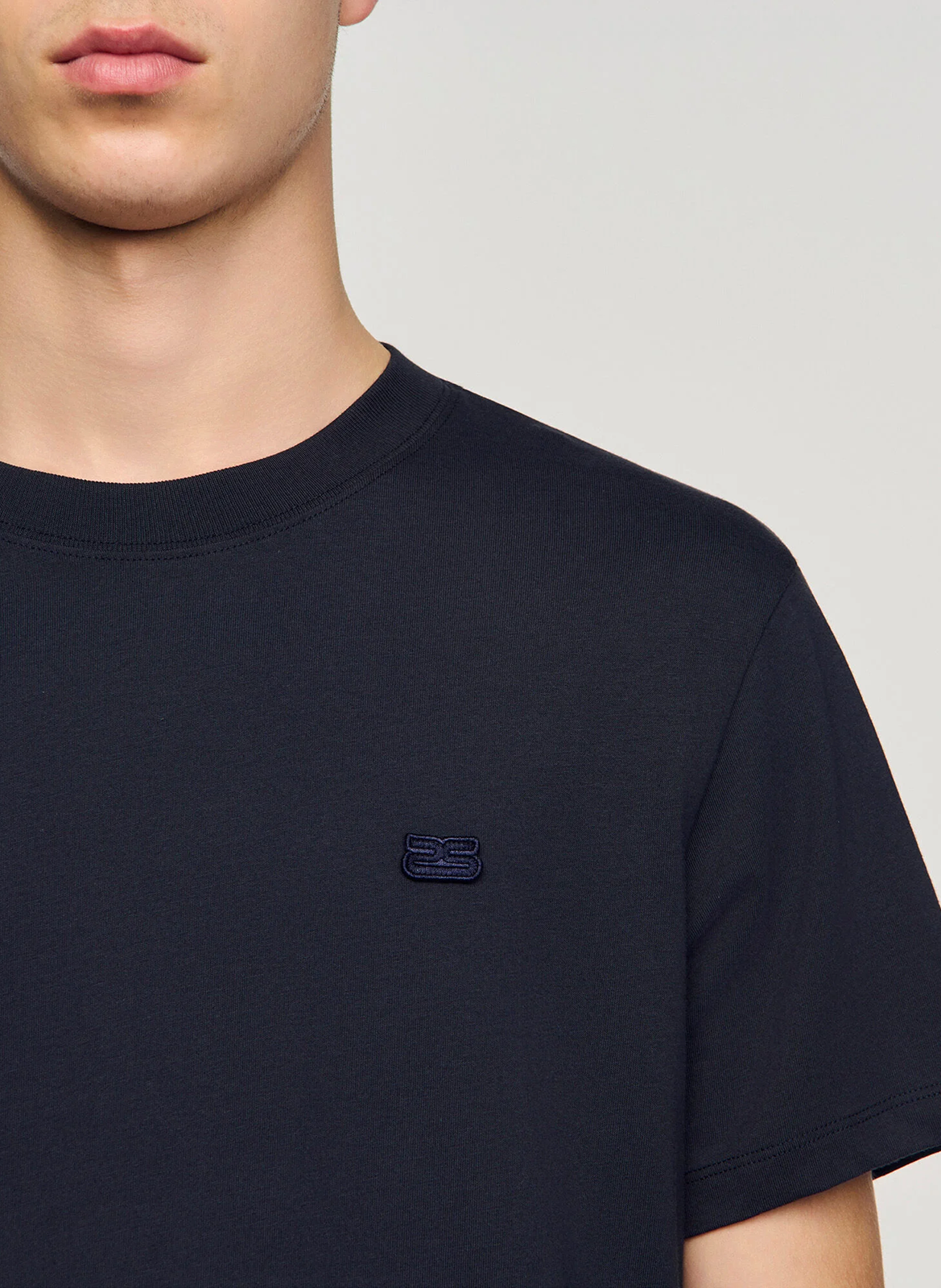 Tee-shirt droit col rond en coton SANDRO Bleu