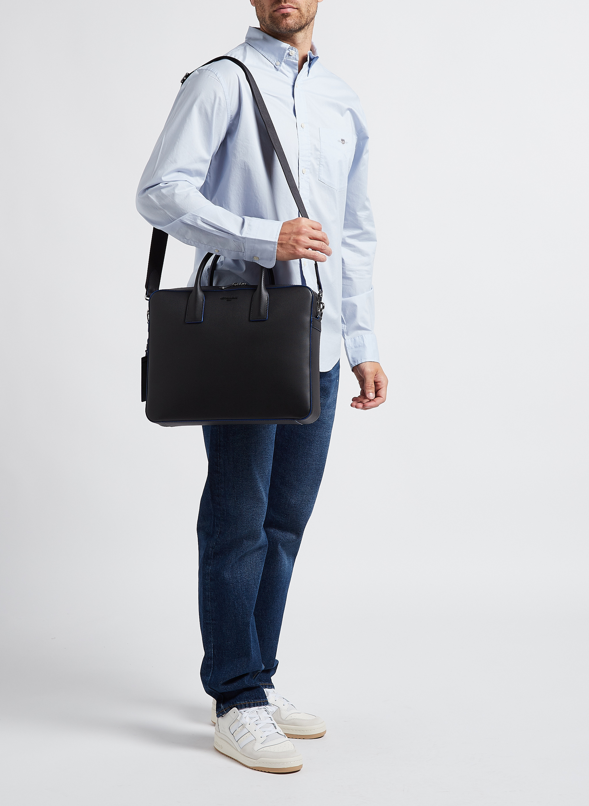 Straight-cut recycled cotton shirt with classic collar GANT Blue