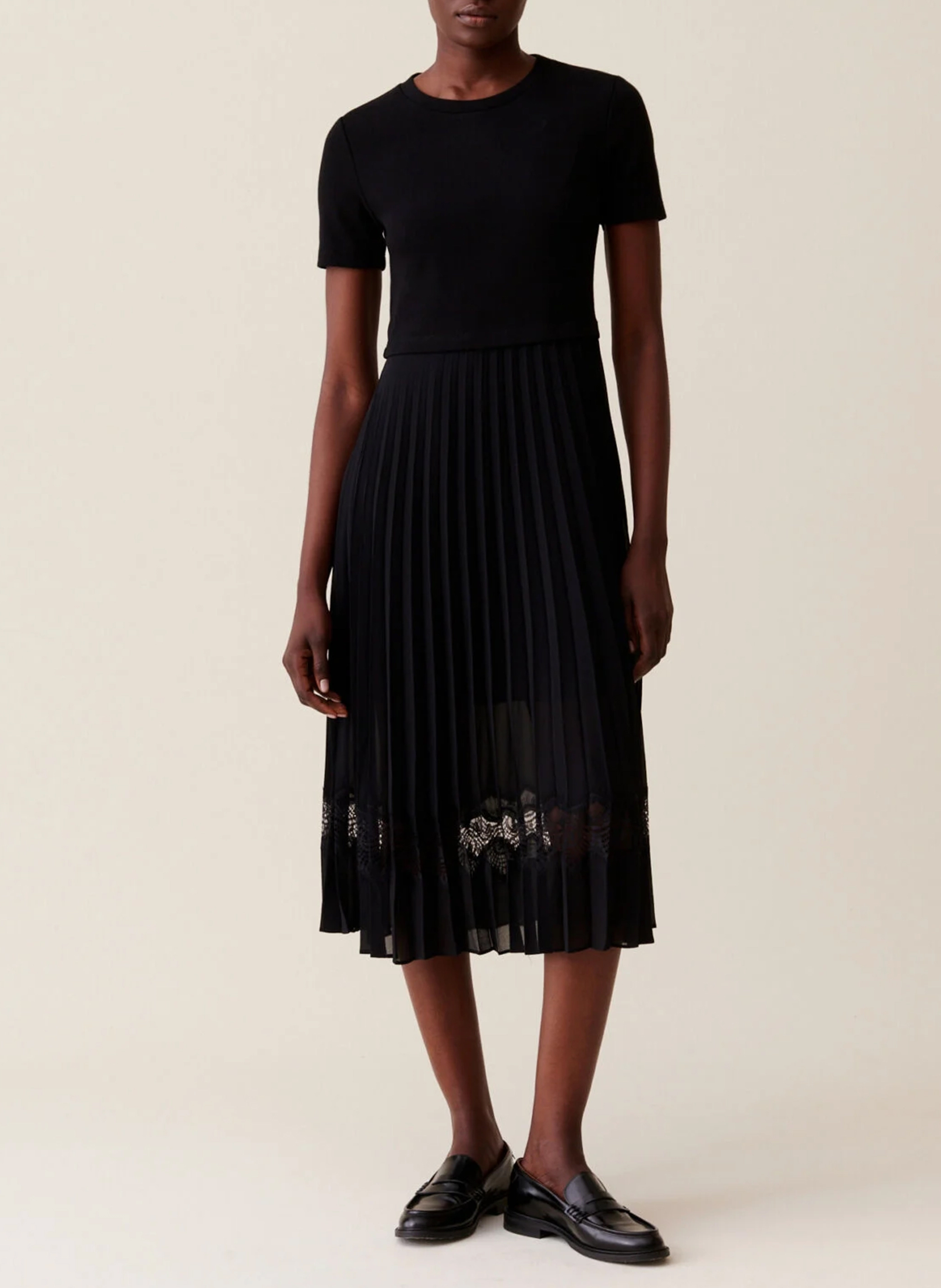 Robe midi bi-matière CLAUDIE PIERLOT Noir