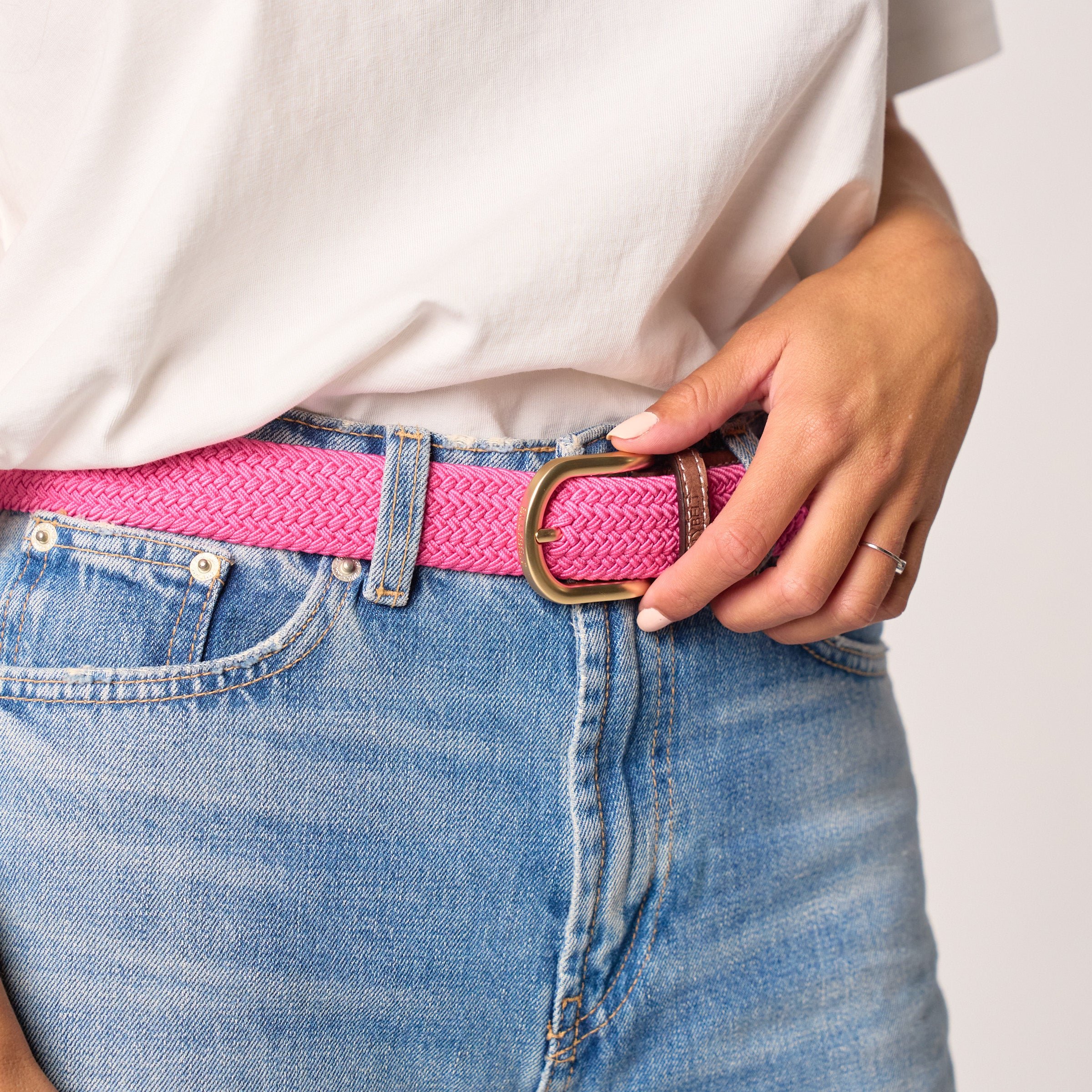 Solid Elastic Braided Belt BILLYBELT Pink