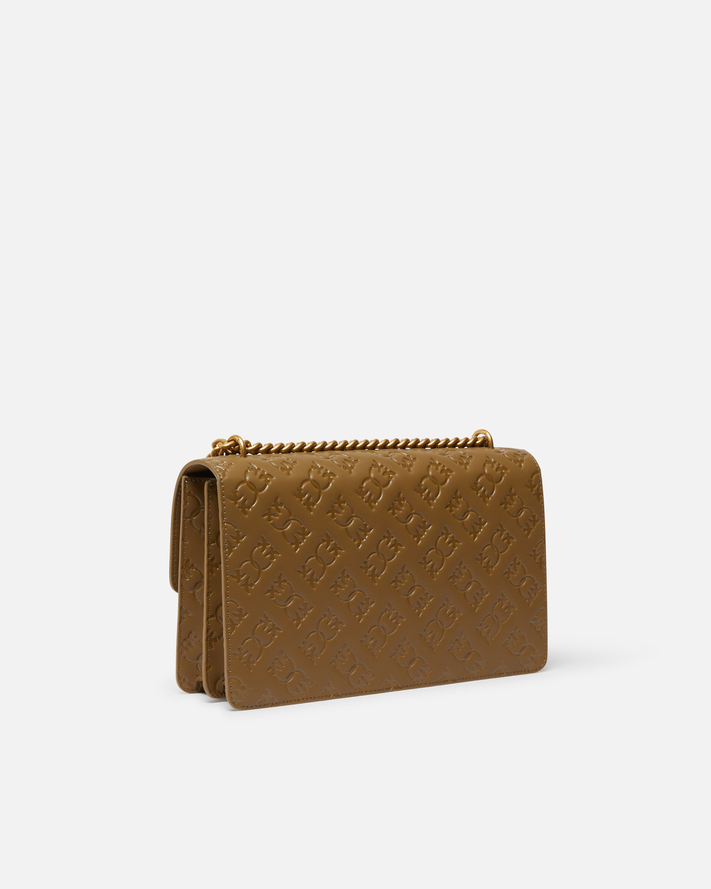 Sac à bandoulière love bag en cuir à logo PINKO Vert