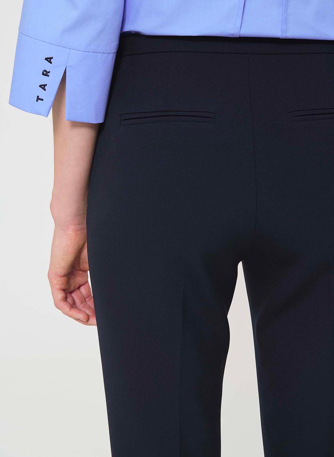 Pantalon évasé 7/8e en toile TARA JARMON Bleu