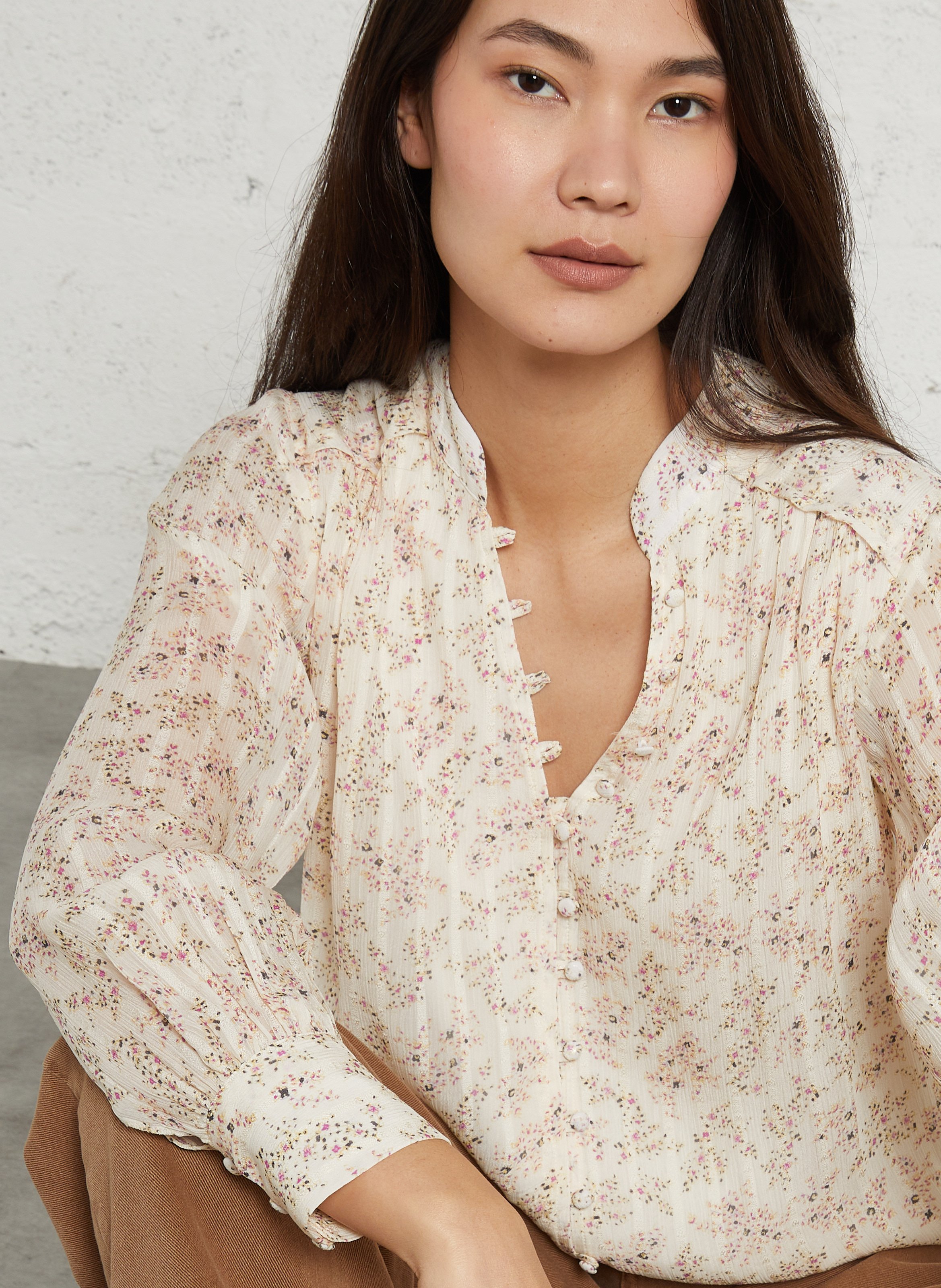 Gerade geschnittenes Hemd - bedruckt MAISON 123 Beige