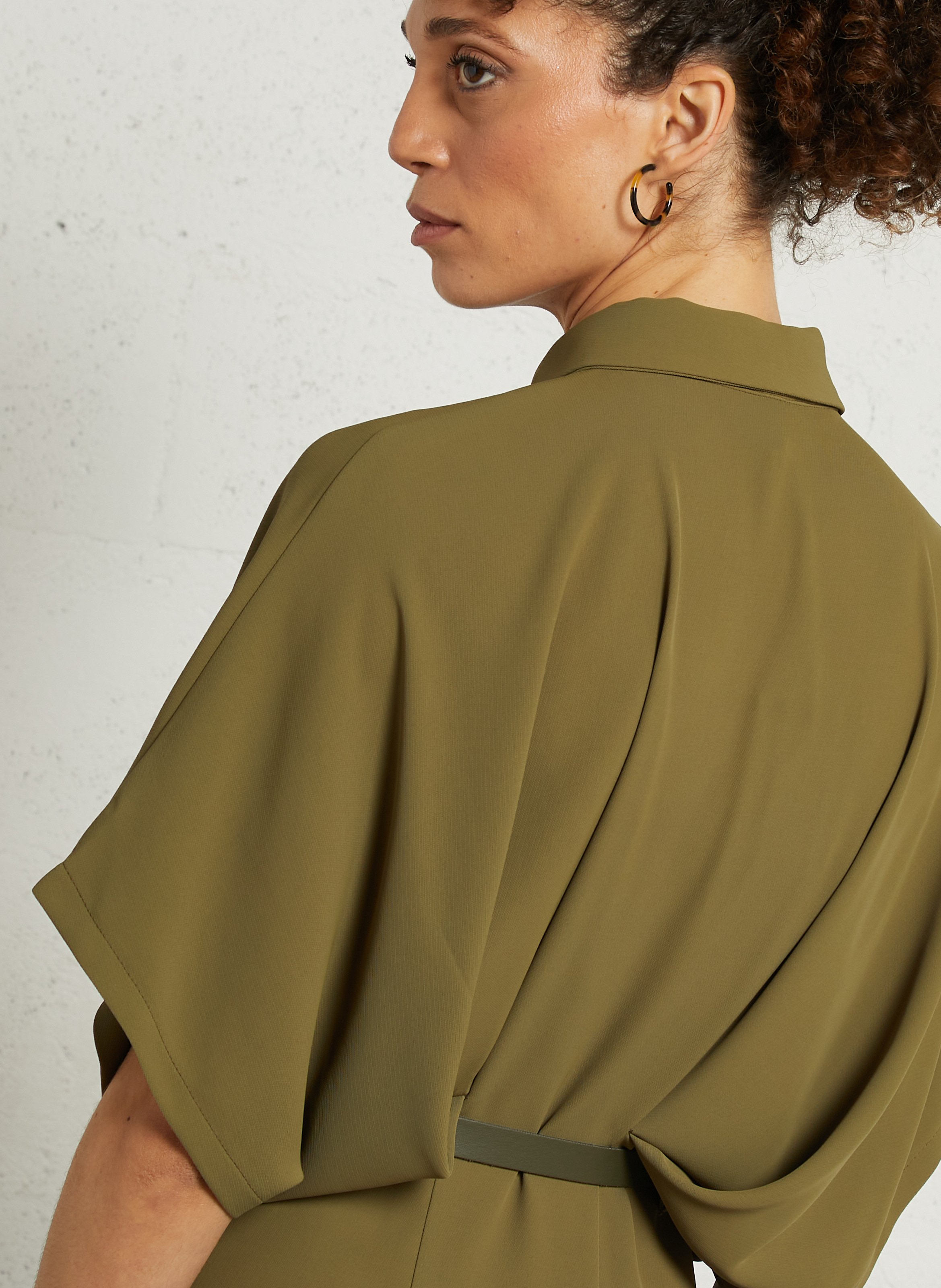 Long dress with classic collar IMPERIAL Green