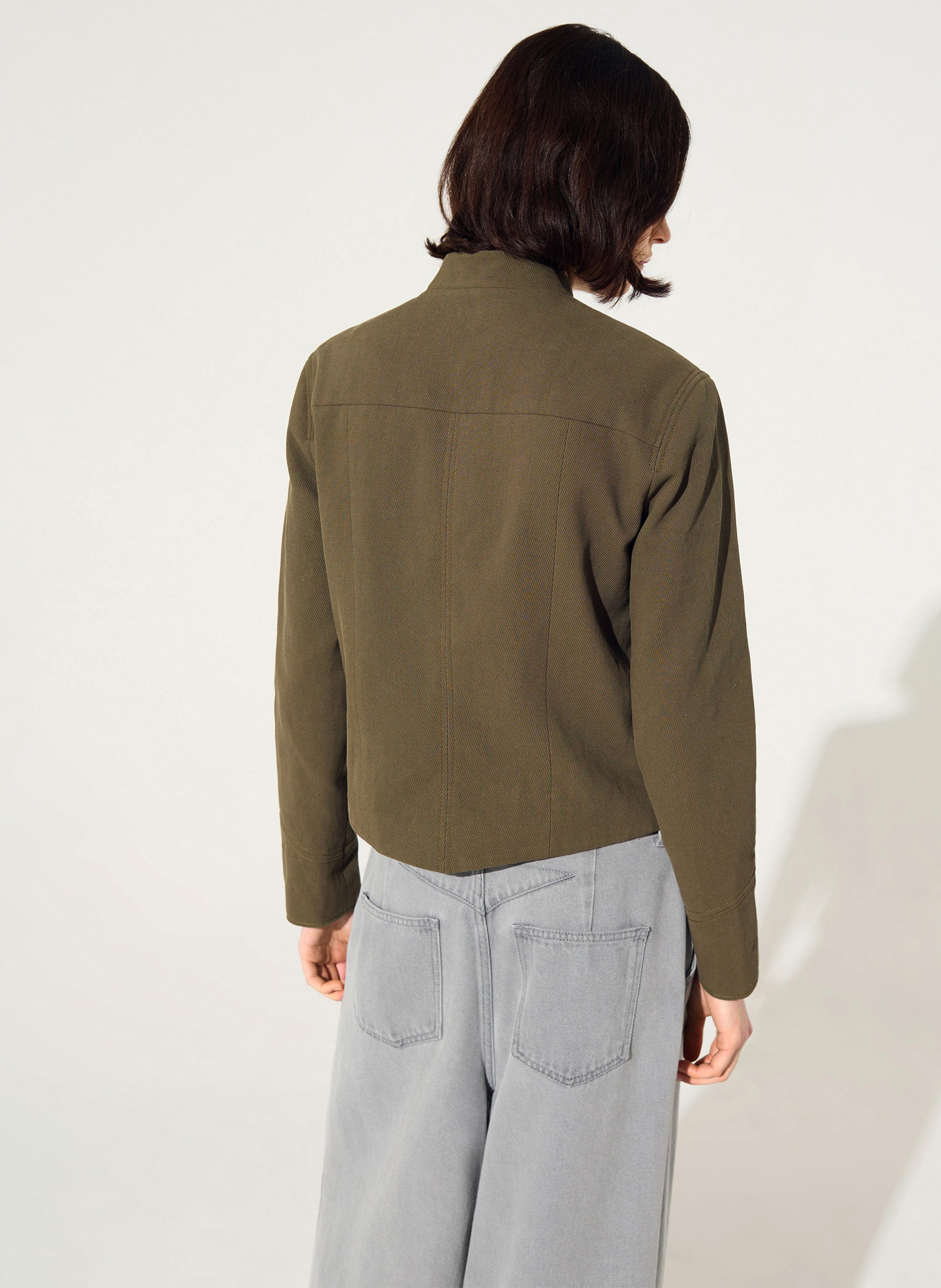 Buttoned jacket with round collar COTELAC Green