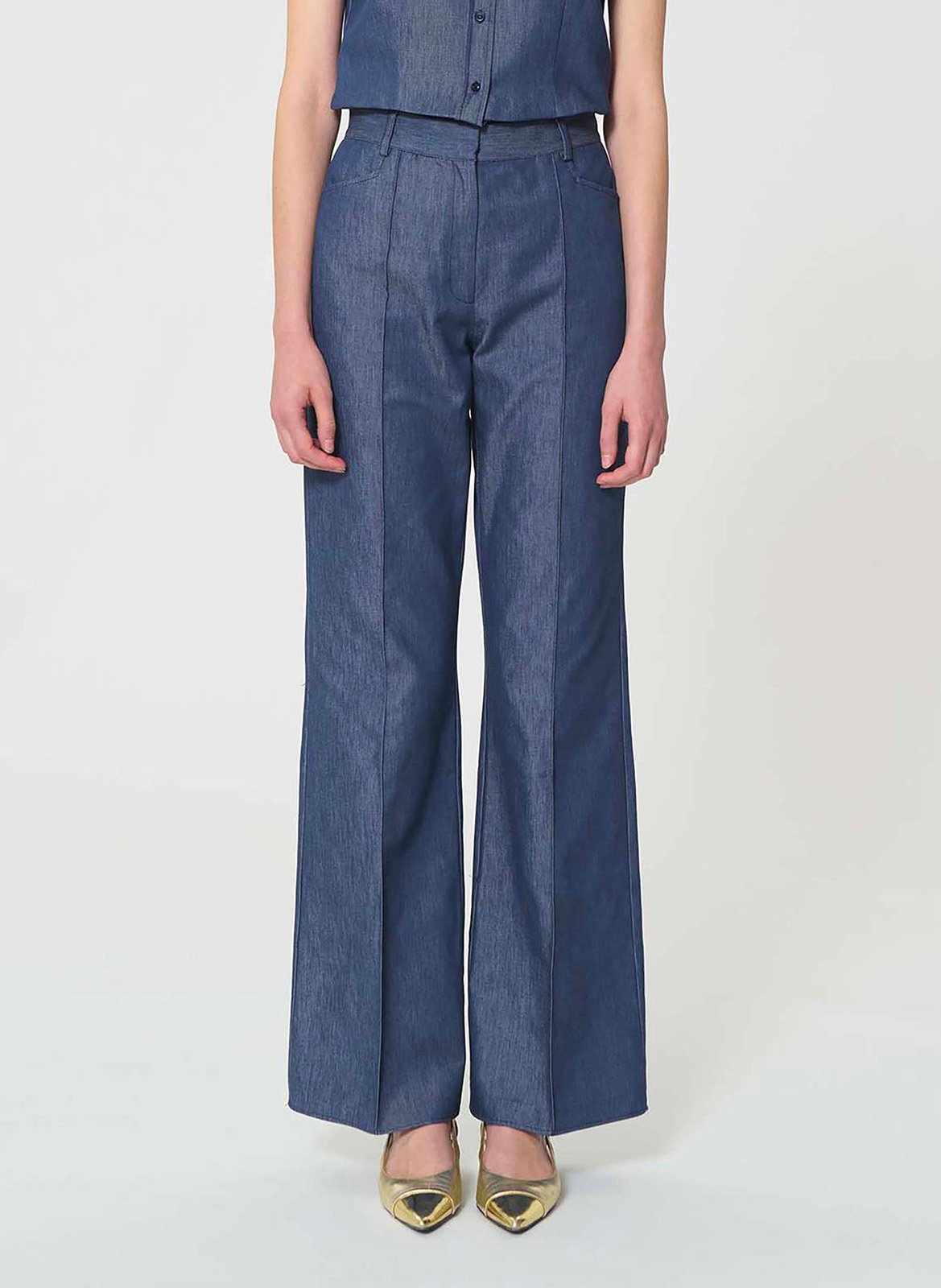 Pantalon de tailleur en denim TARA JARMON Bleu