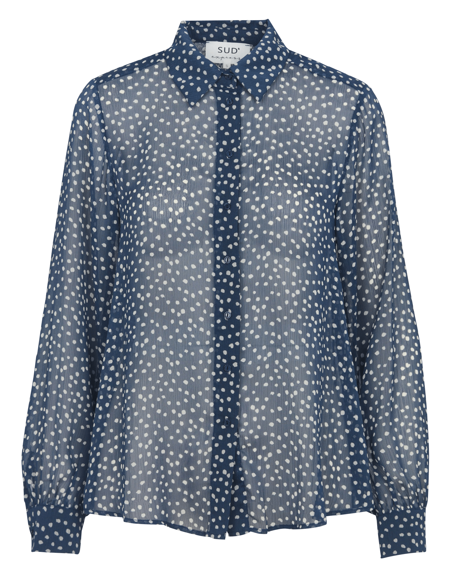 Straight shirt with classic collar in printed voile SUD EXPRESS Blue