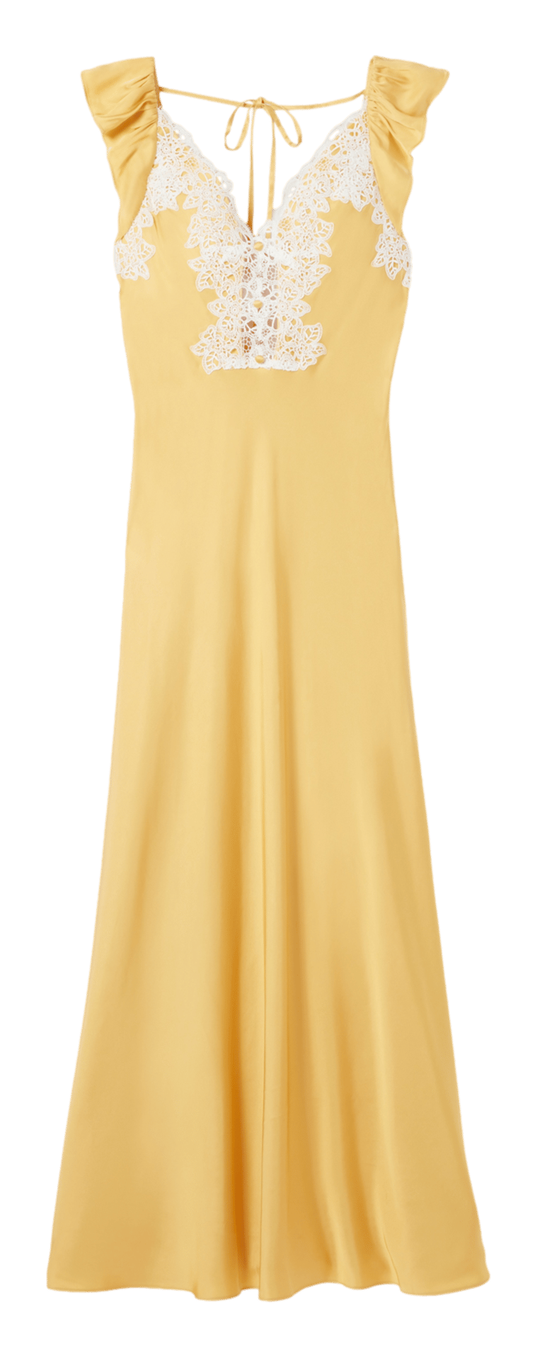 Robe longue satinée avec dentelle CLAUDIE PIERLOT Jaune