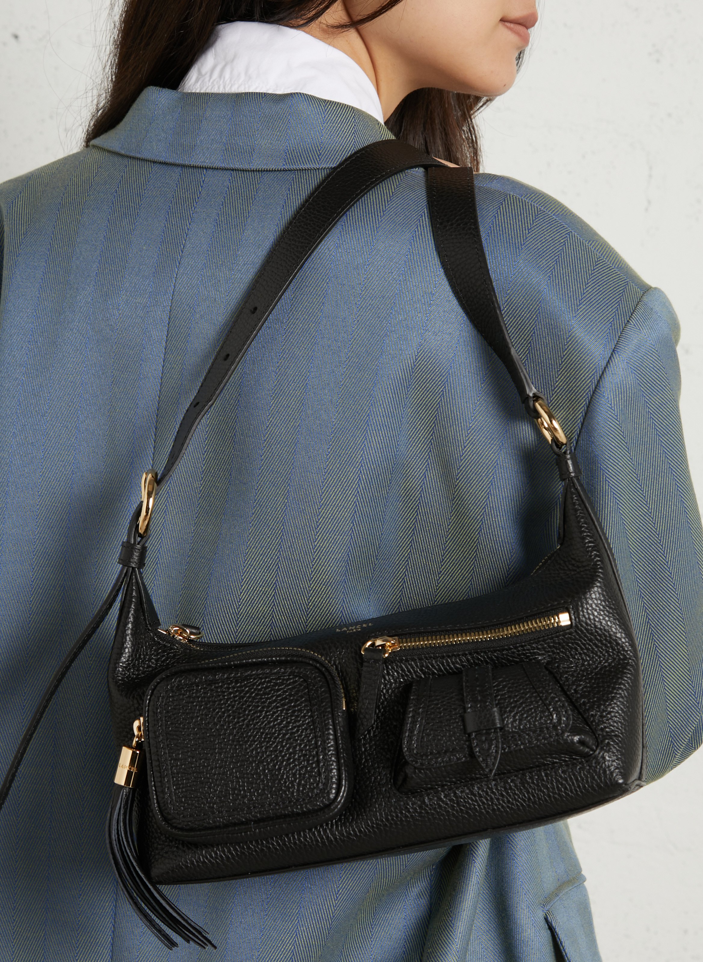 Schoudertas van leer LANCEL Zwart