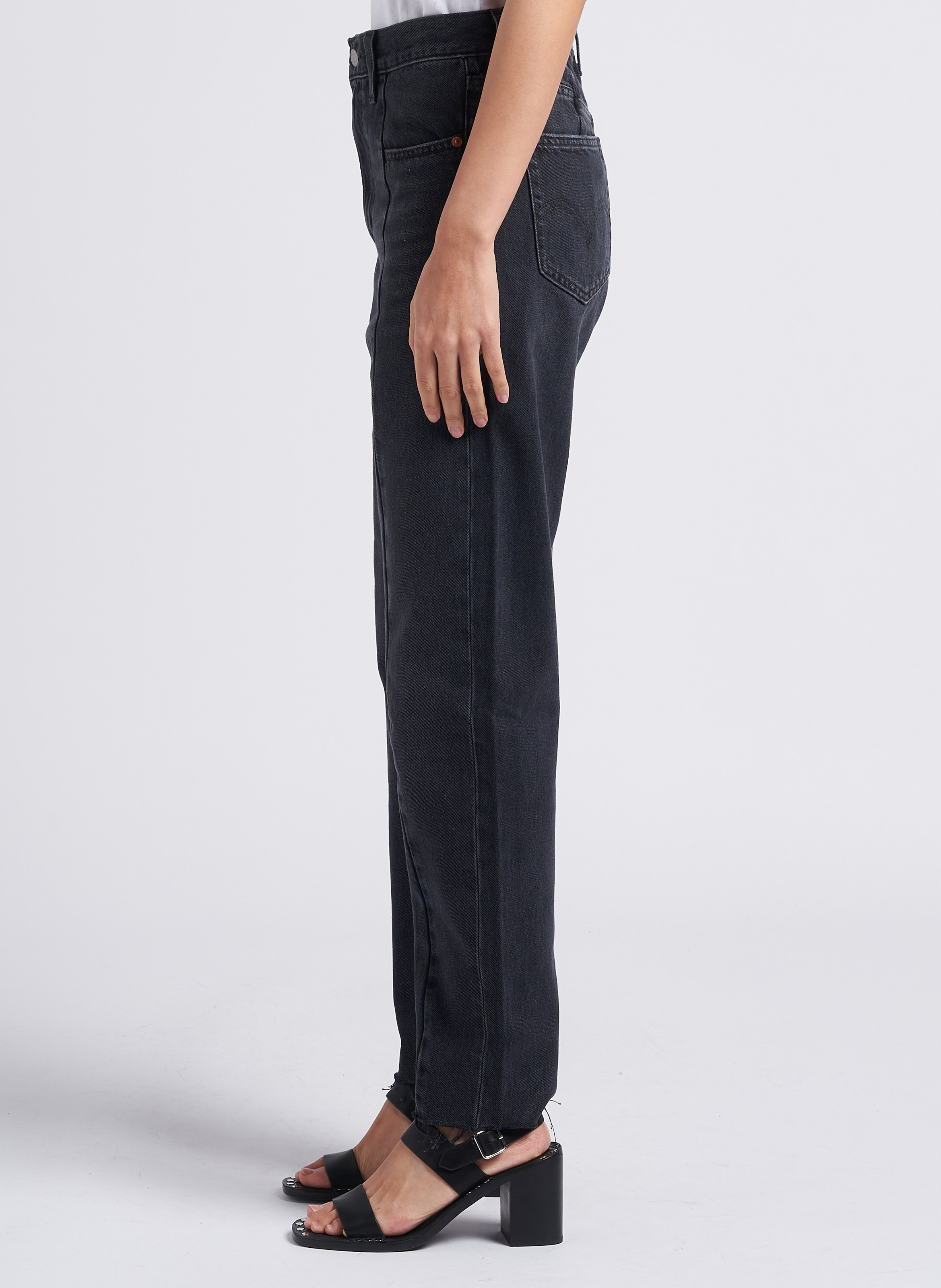 High Waist Mom Jeans aus Baumwolle LEVI'S Schwarz