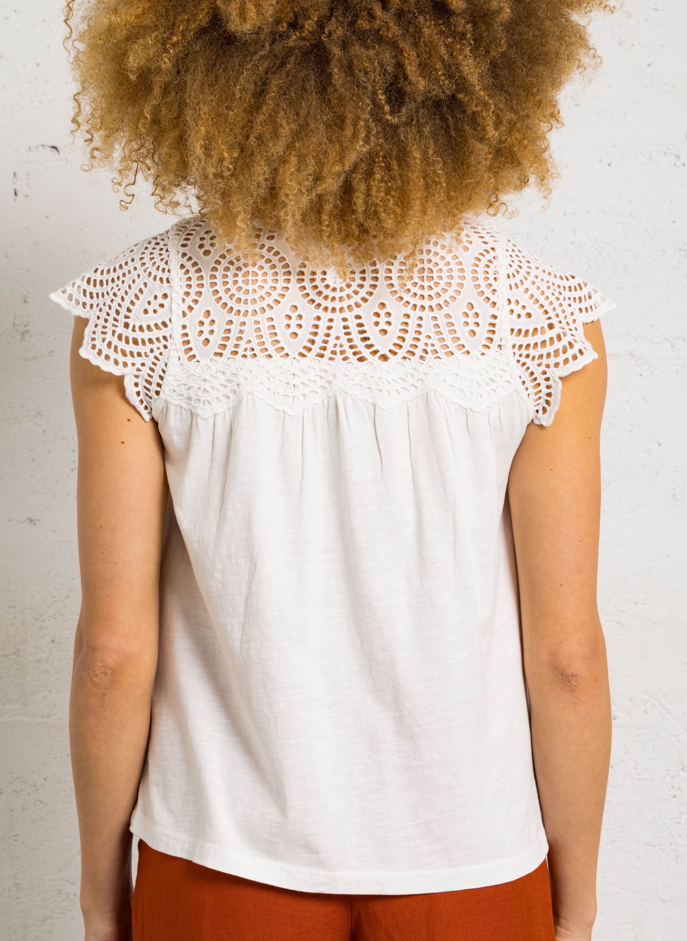 Top col V en coton MAISON 123 Blanc