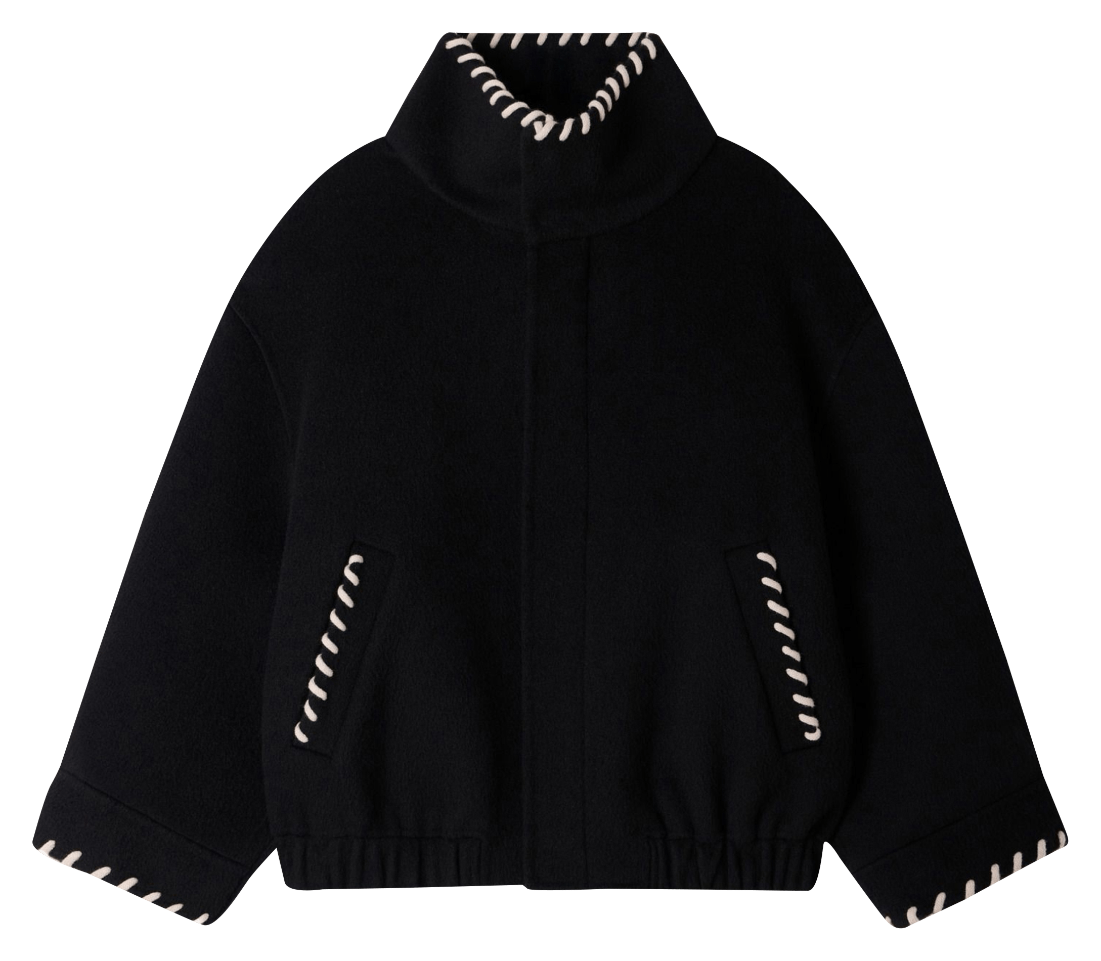Veste col montant en laine SANDRO Black
