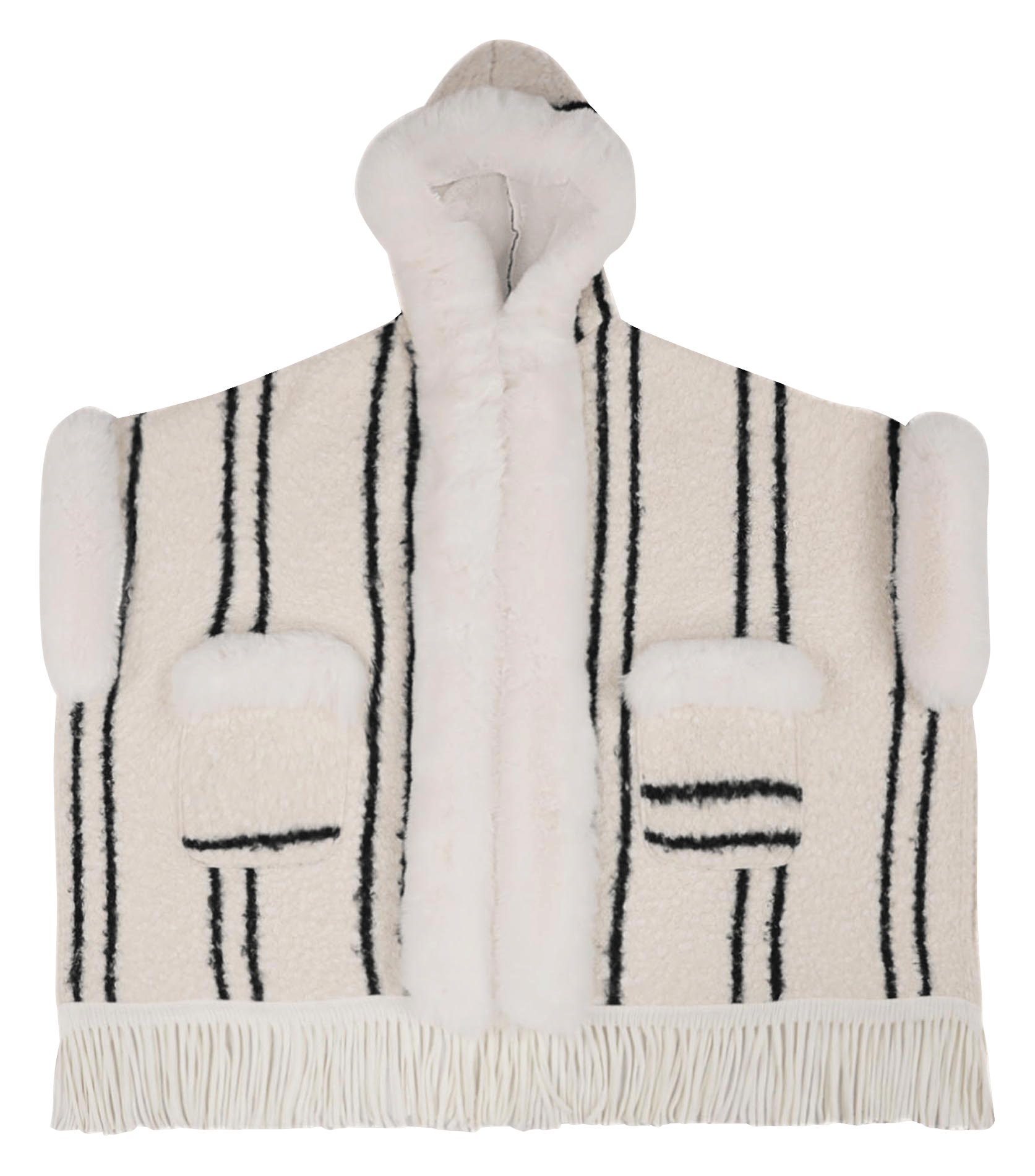 Poncho oversize à capuche rayé WILD Weiss