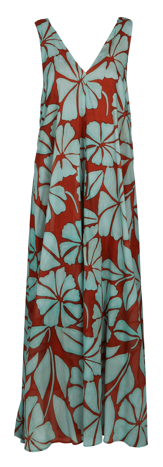 Robe longue col V en coton SUD EXPRESS Marron