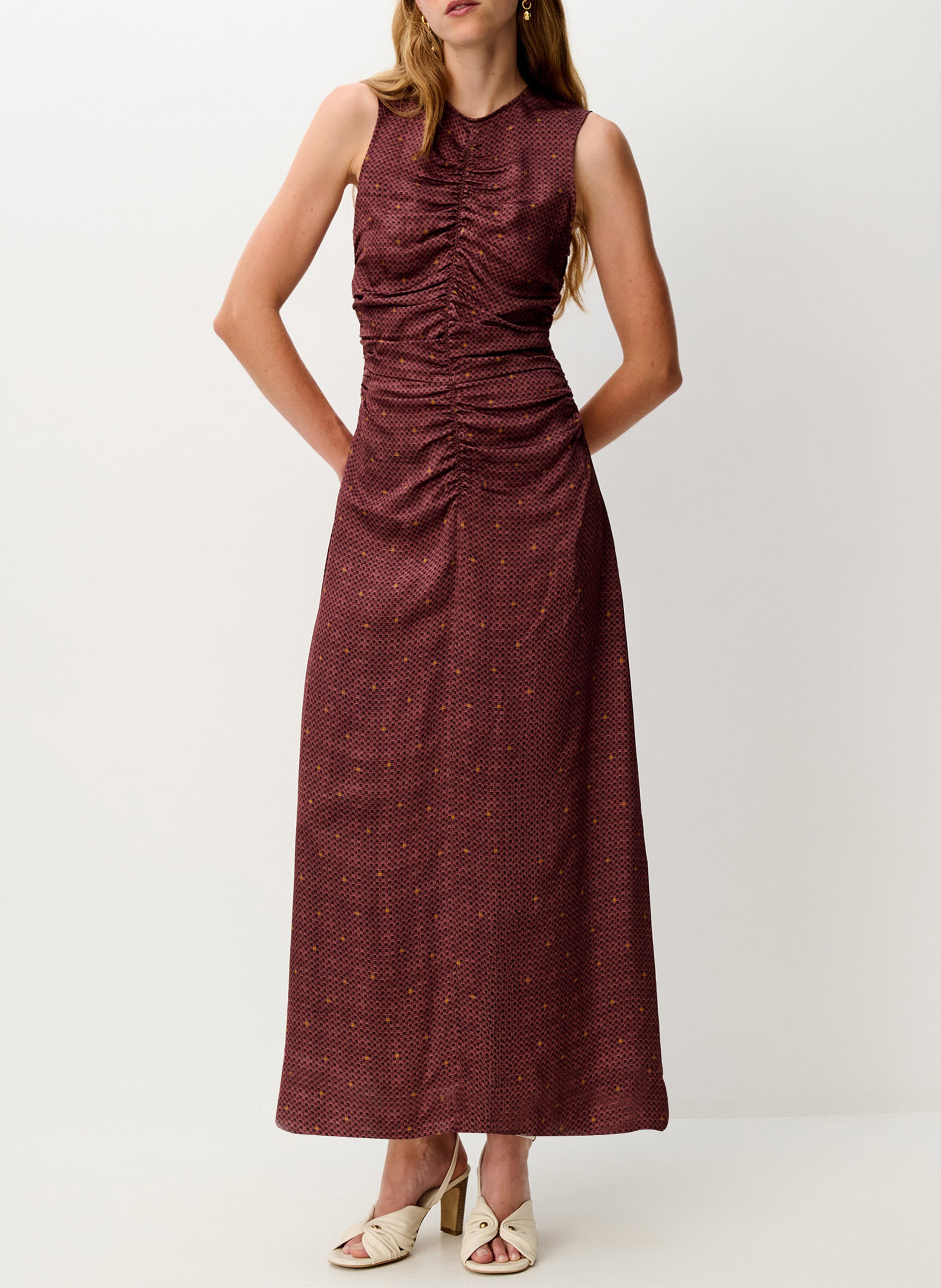 Maxikleid mit Rundhalsausschnitt SESSUN Braun