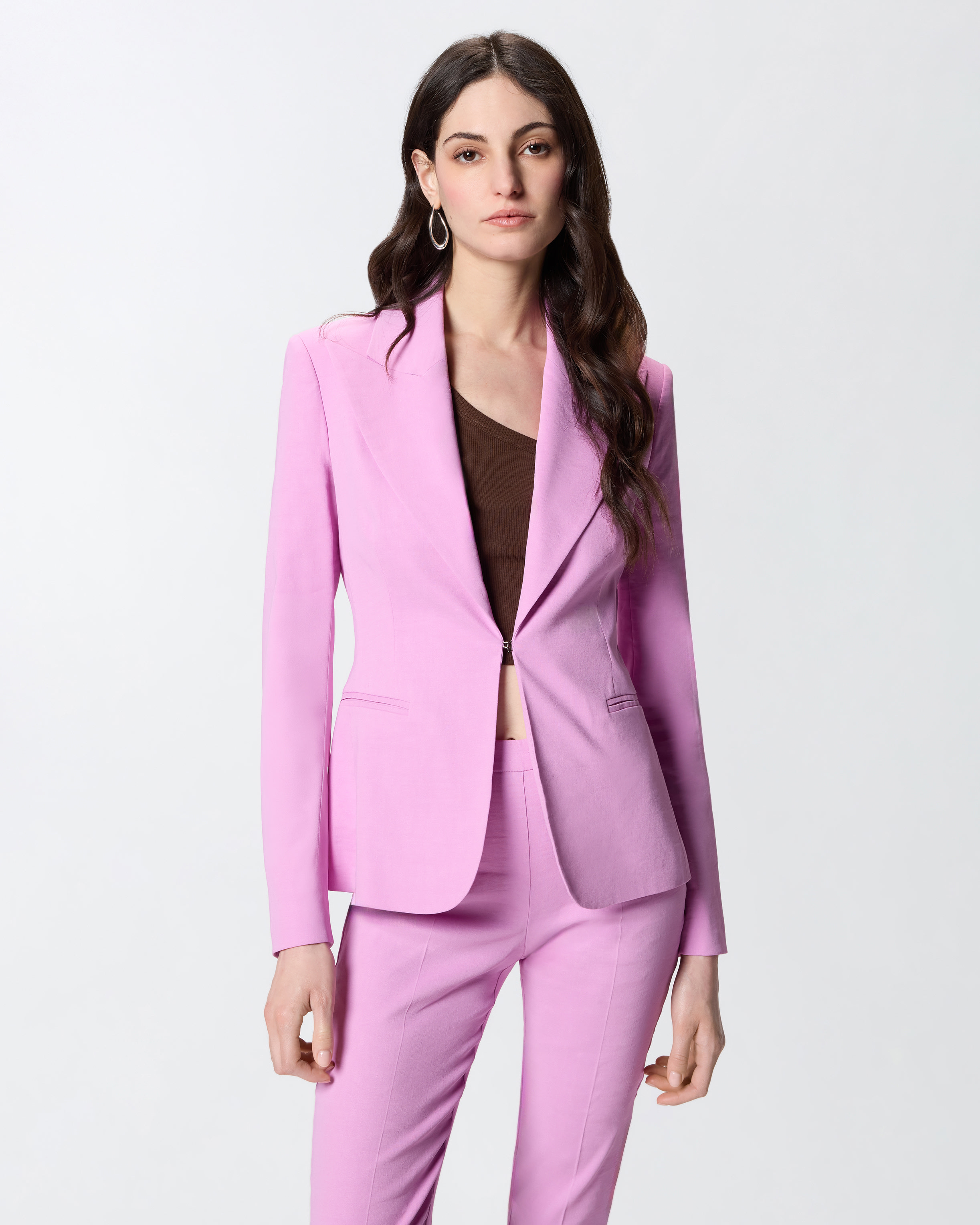 Linen and stretch viscose jacket PINKO Pink