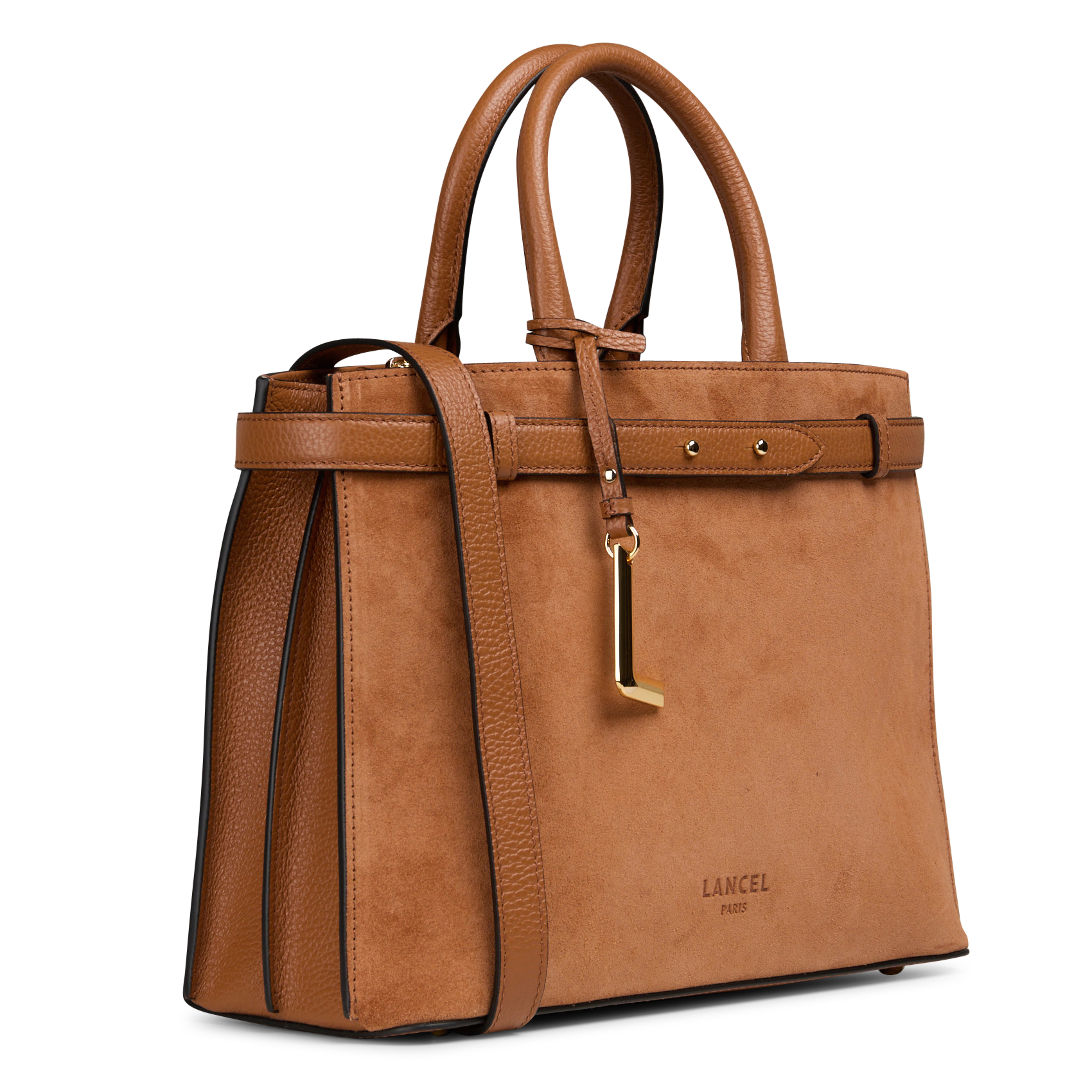 Leather tote bag LANCEL Beige