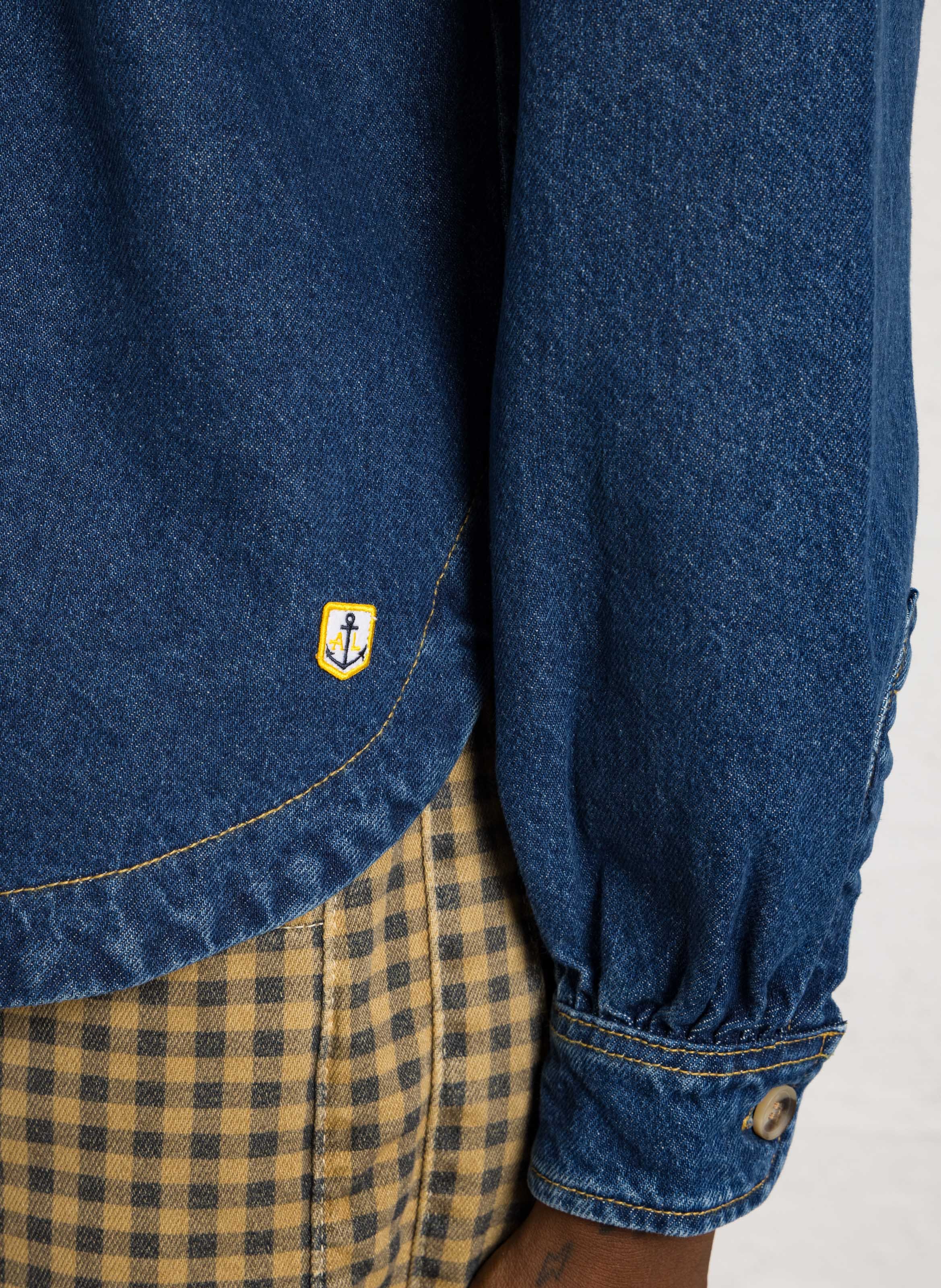 Blouse met polokraag van katoenen denim ARMOR LUX Blauw