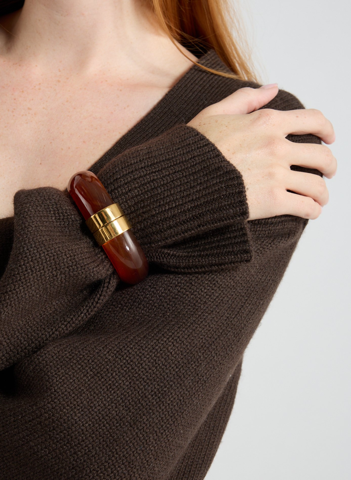 Openable resin bangle AU PRINTEMPS PARIS Brown