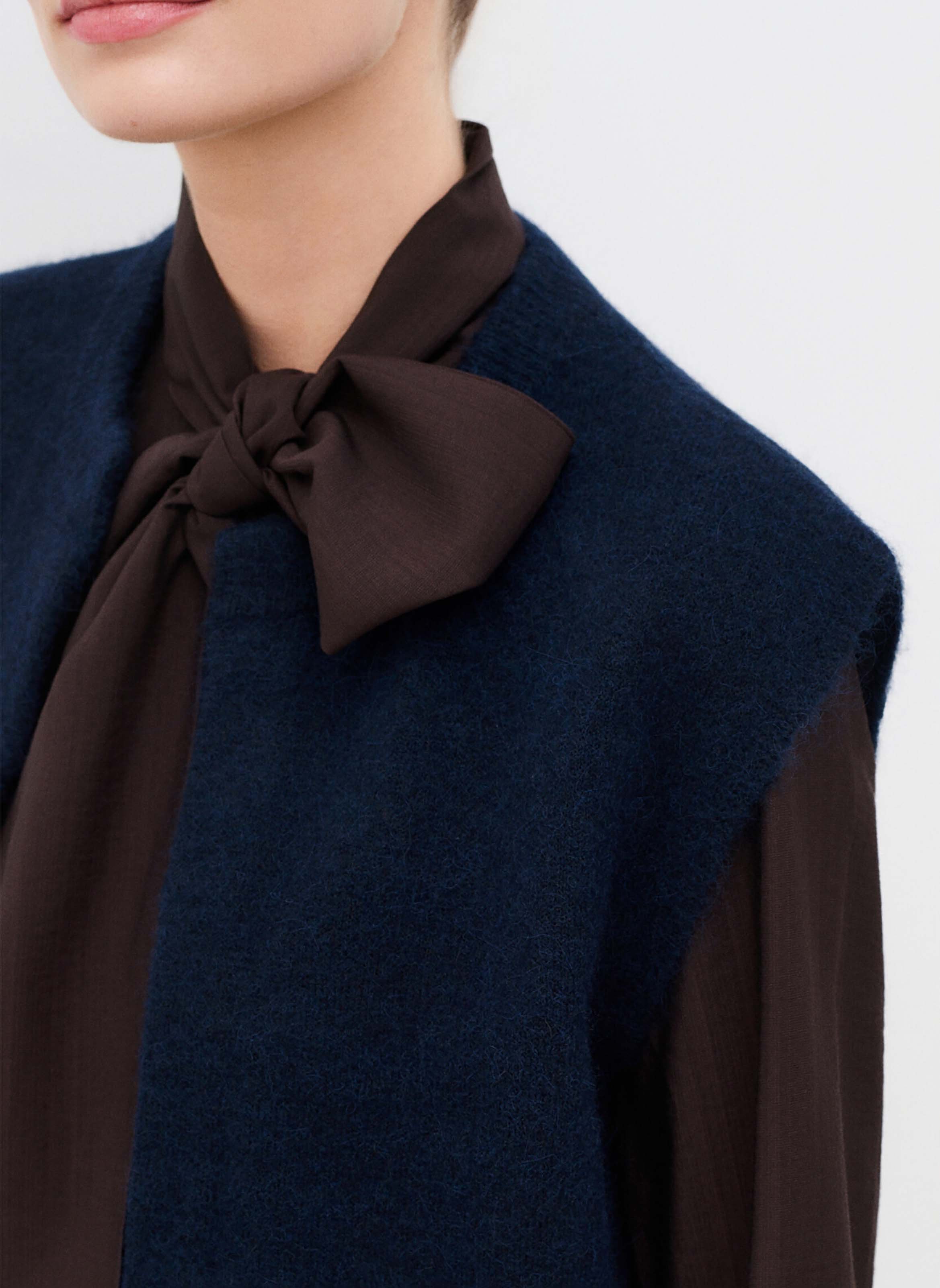 Gilet droit en laine mélangée CAROLL Bleu