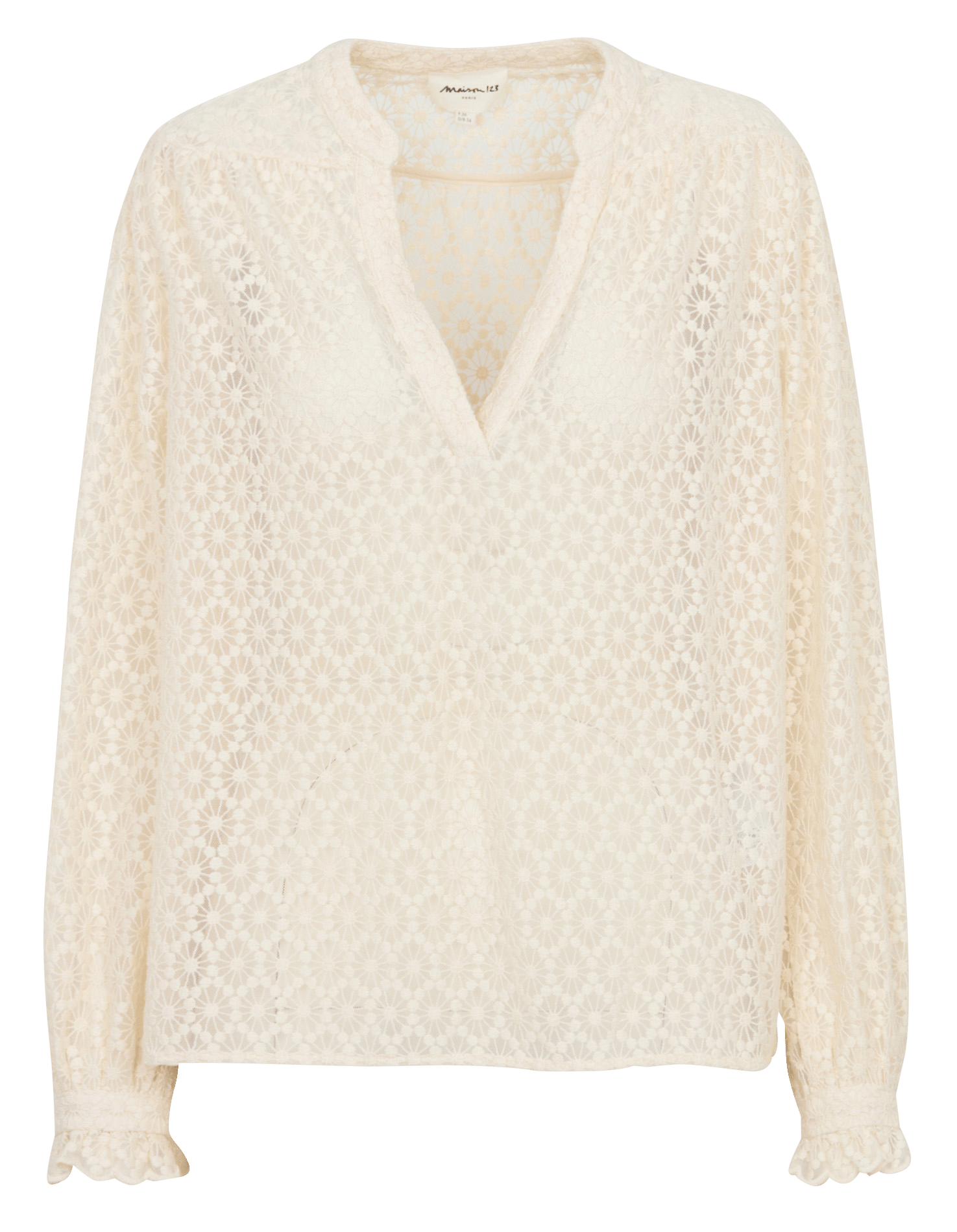 Blouse col tunisien en dentelle  MAISON 123 Beige