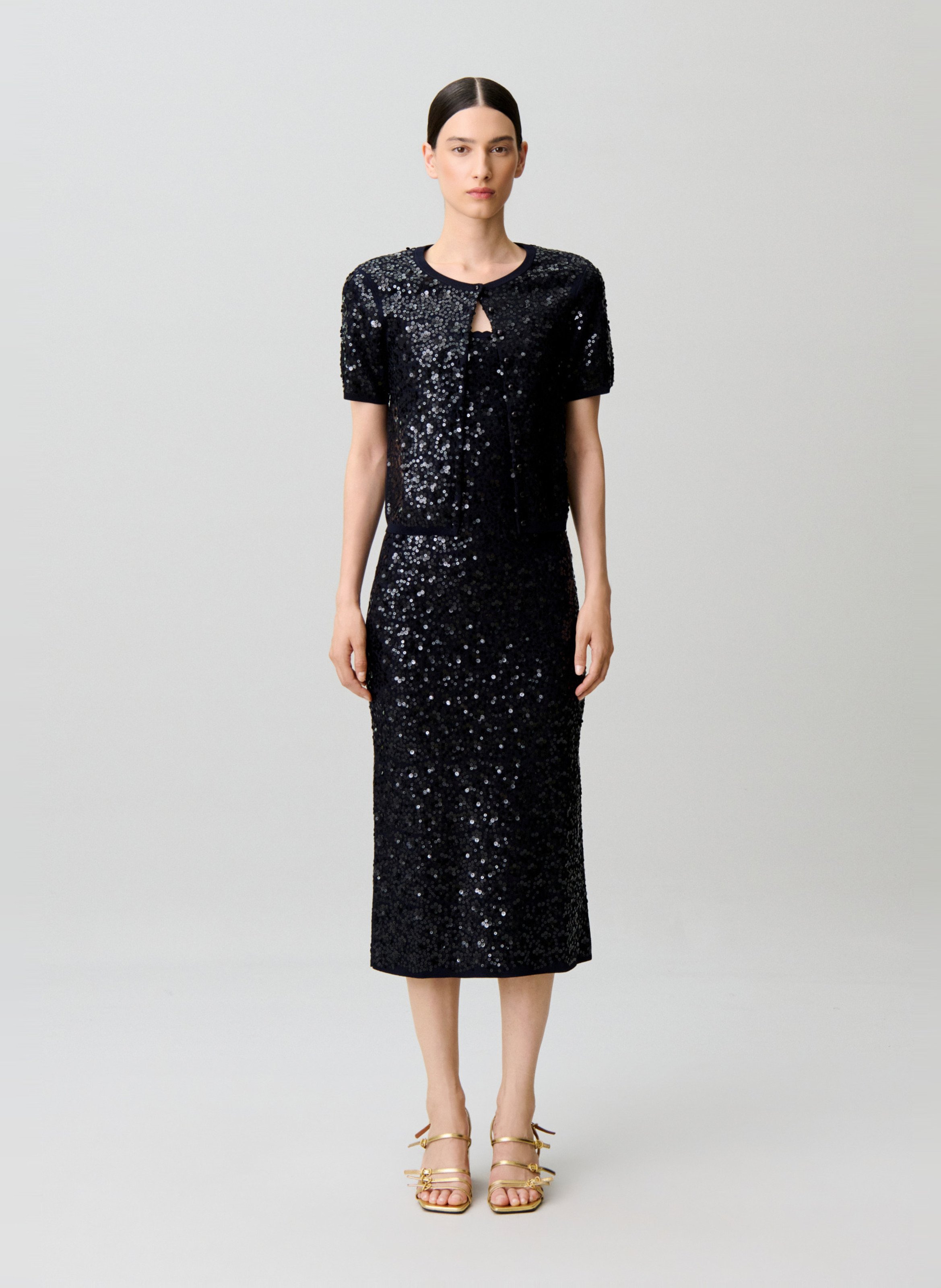 Robe longue moulante à sequins CLAUDIE PIERLOT Bleu