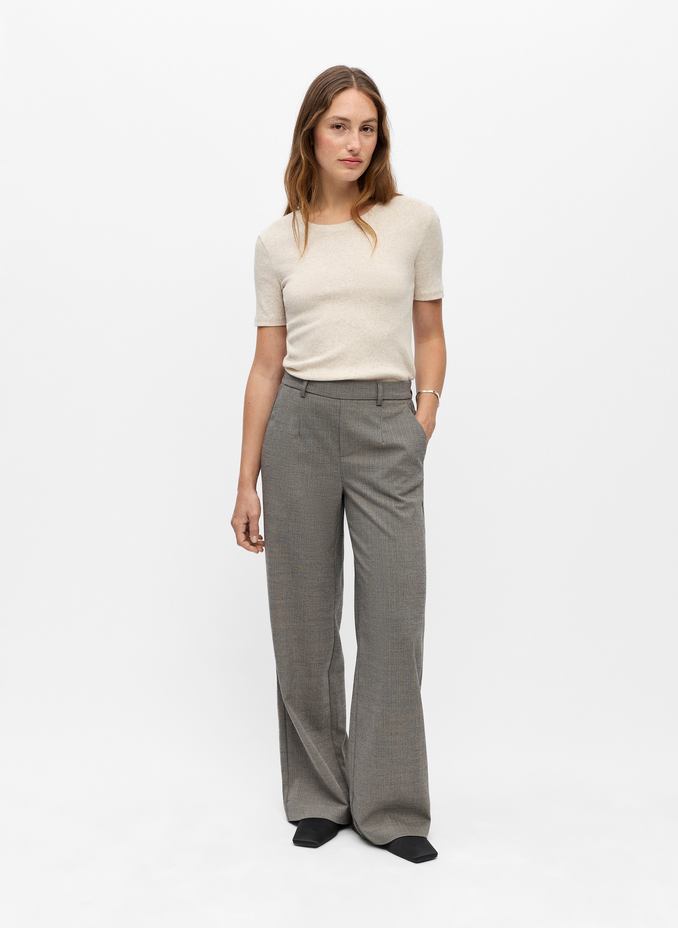 Striped flared pants OBJECT Grey