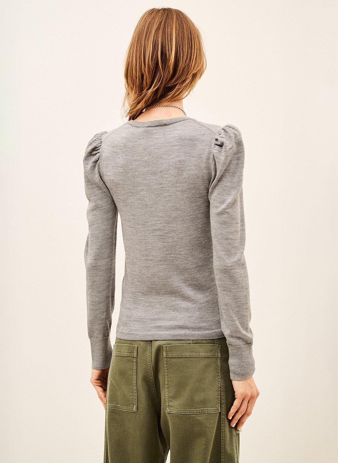 Pull droit uni en laine BA&SH Gris