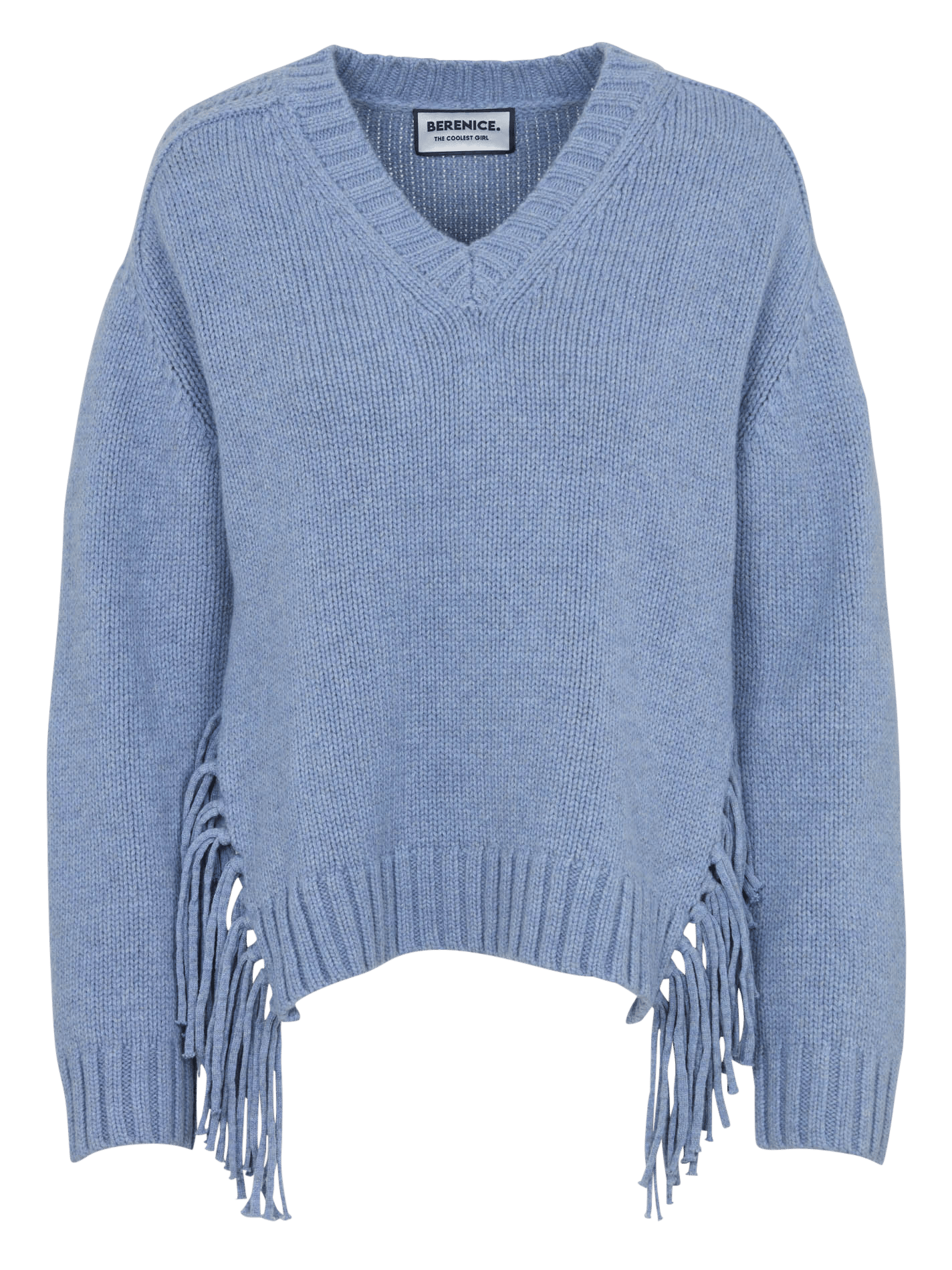 Gerade geschnittener Wollpullover mit V-Ausschnitt BERENICE