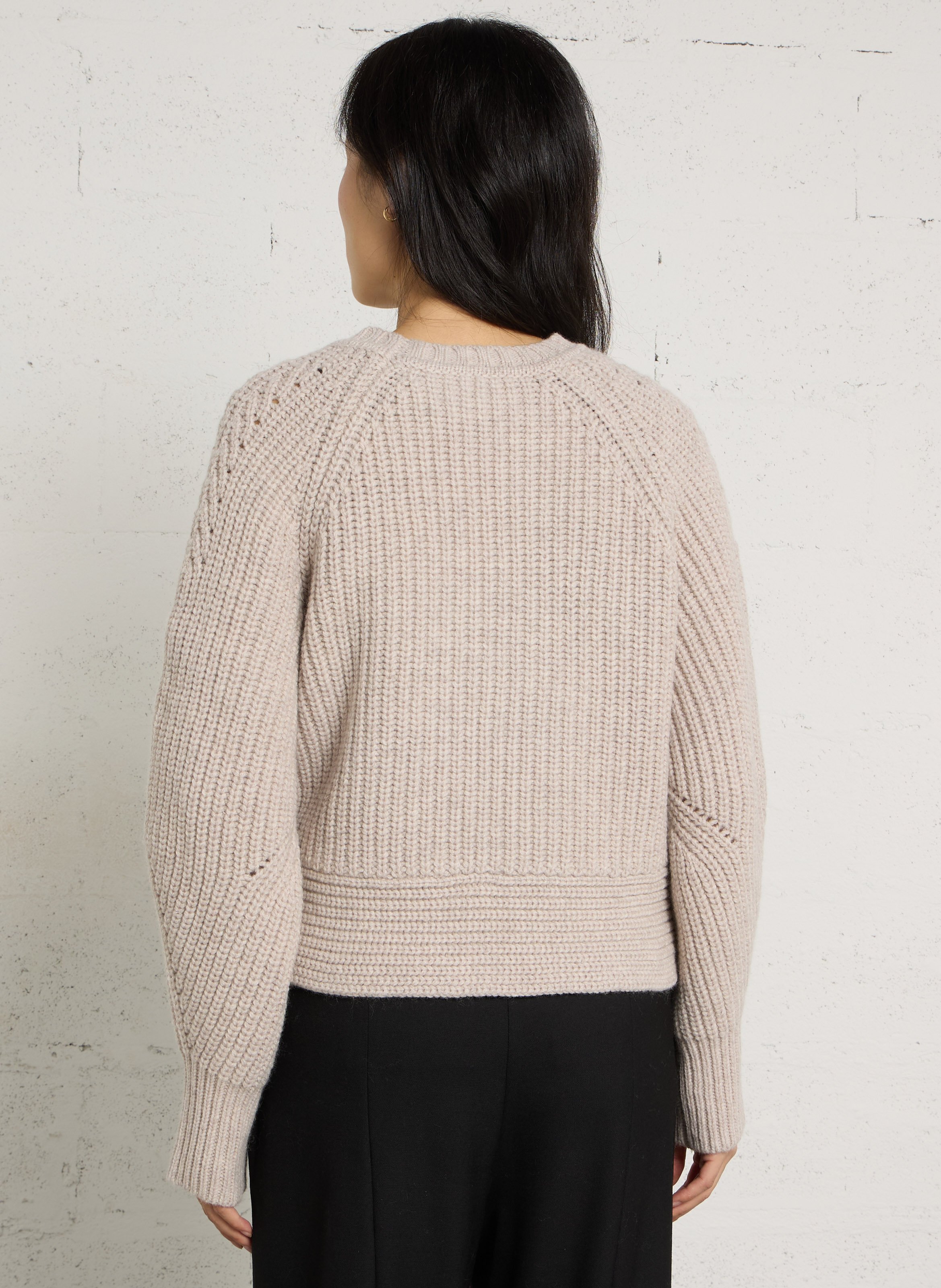 Rundhalspullover aus Wolle BERENICE Beige