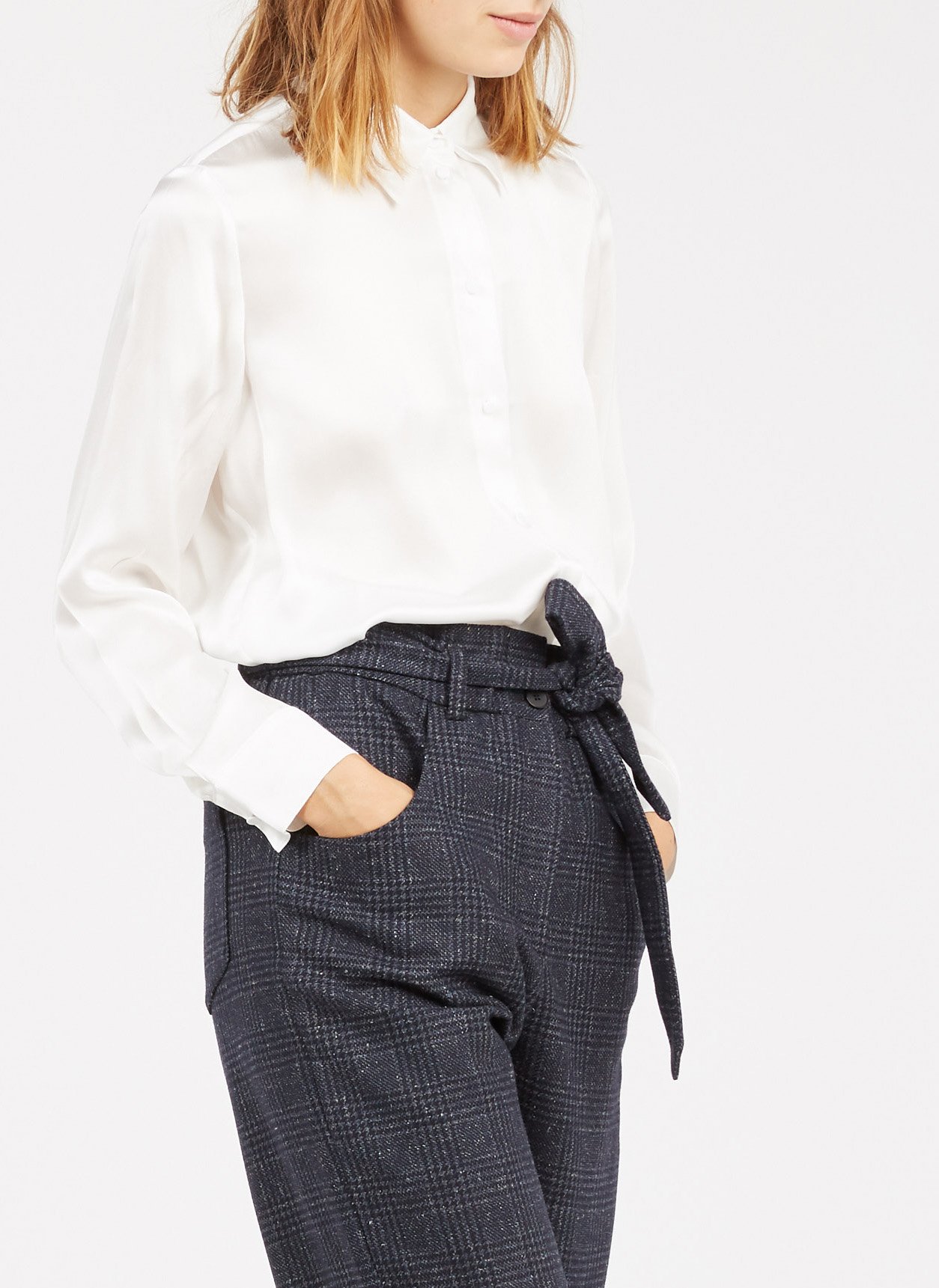 Chemise col classique en soie MAJE Blanc