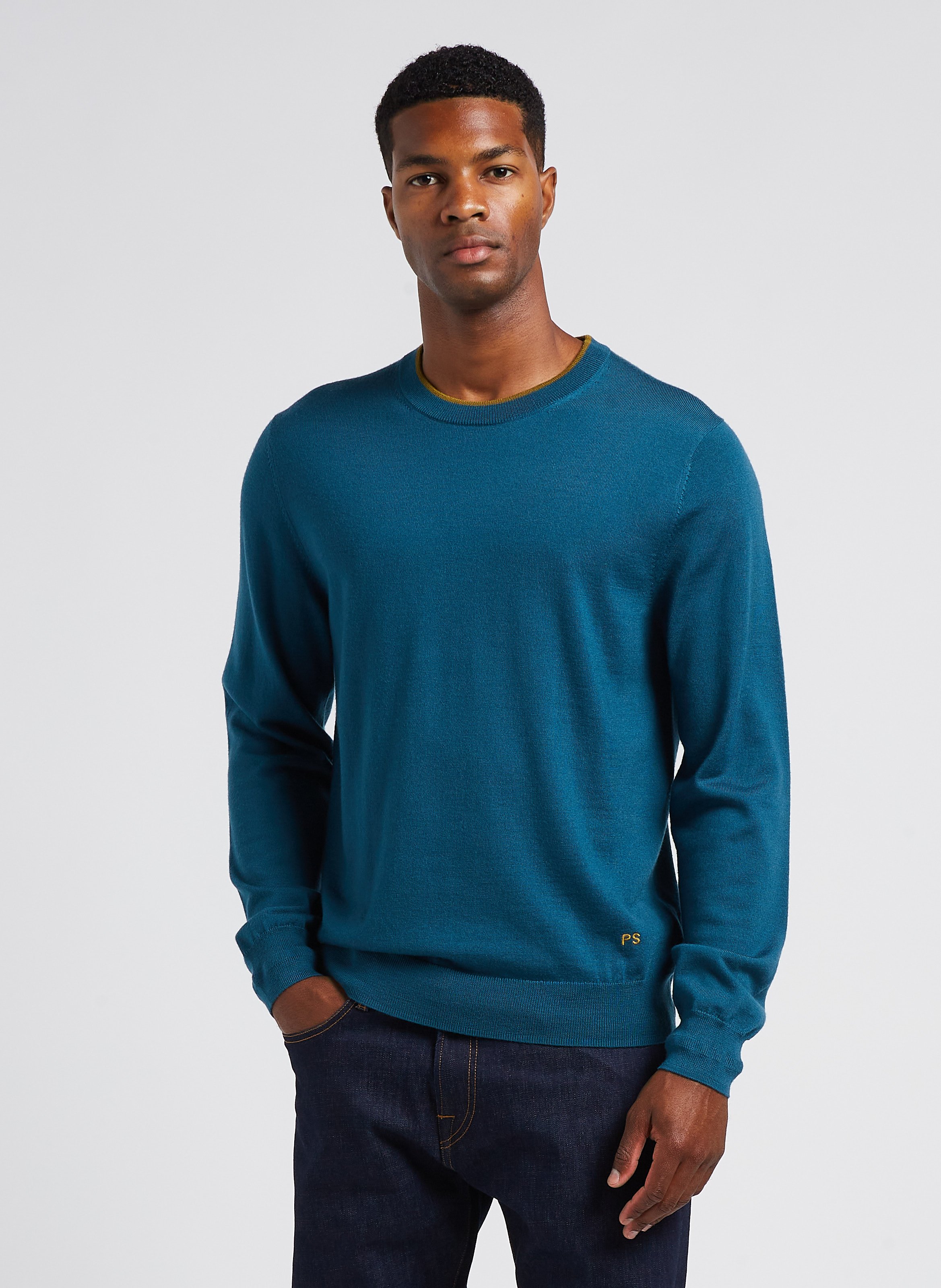 Blue merino hotsell wool sweater