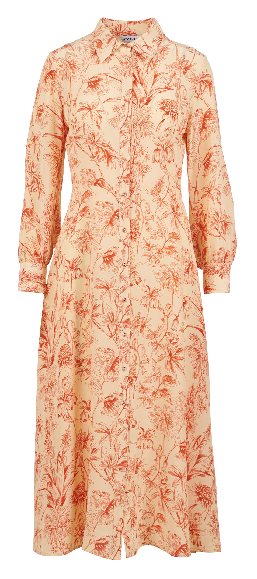 Long fitted shirt dress ATTIC AND BARN Orange