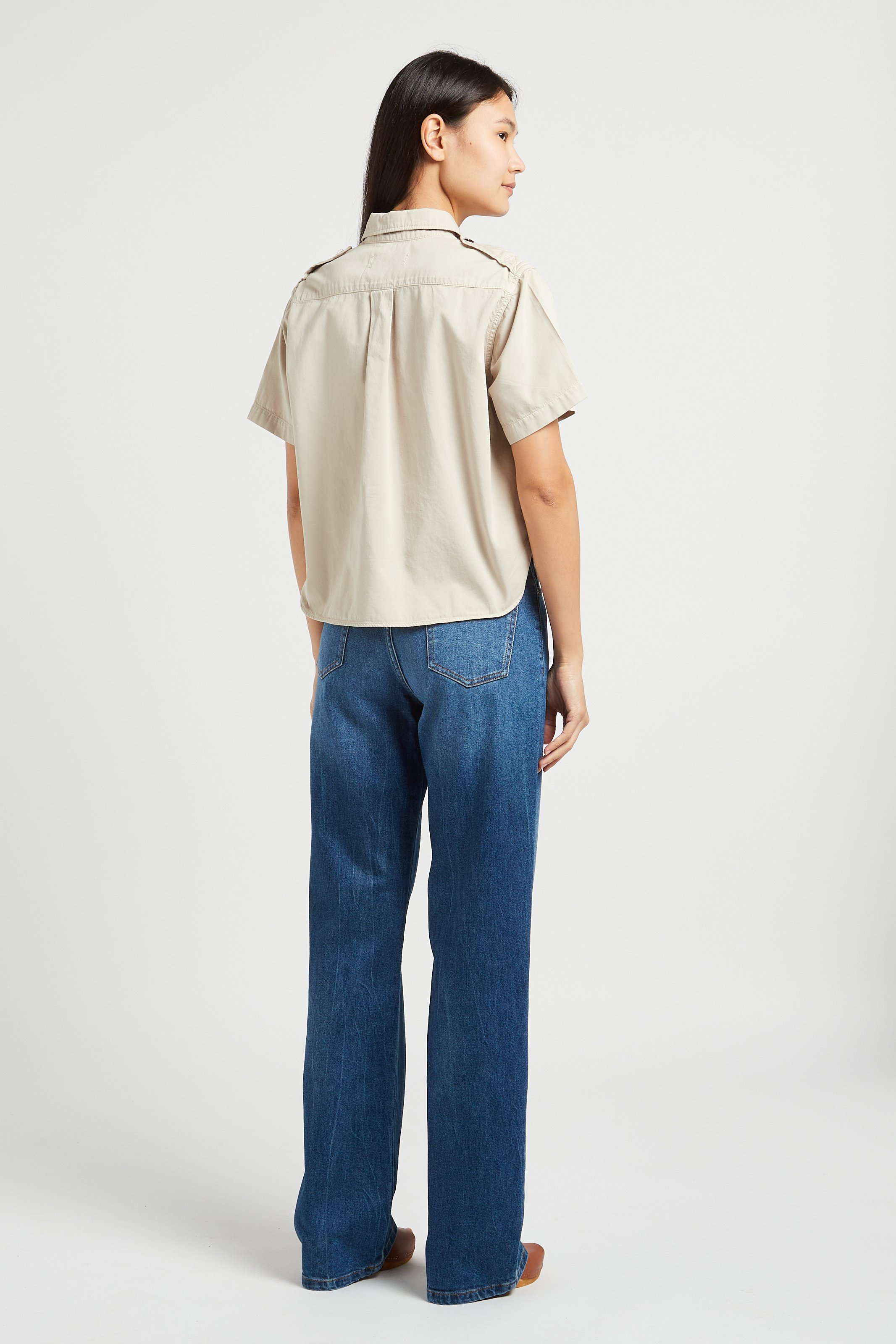 Wijde jeans van stretchkatoen met hoge taille ACQUAVERDE Blauw