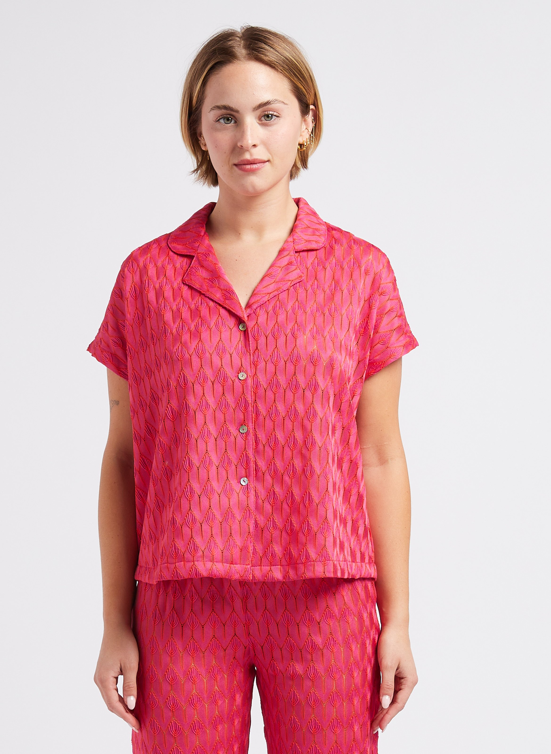 Short-sleeved loose-fit shirt LA NOUVELLE Pink