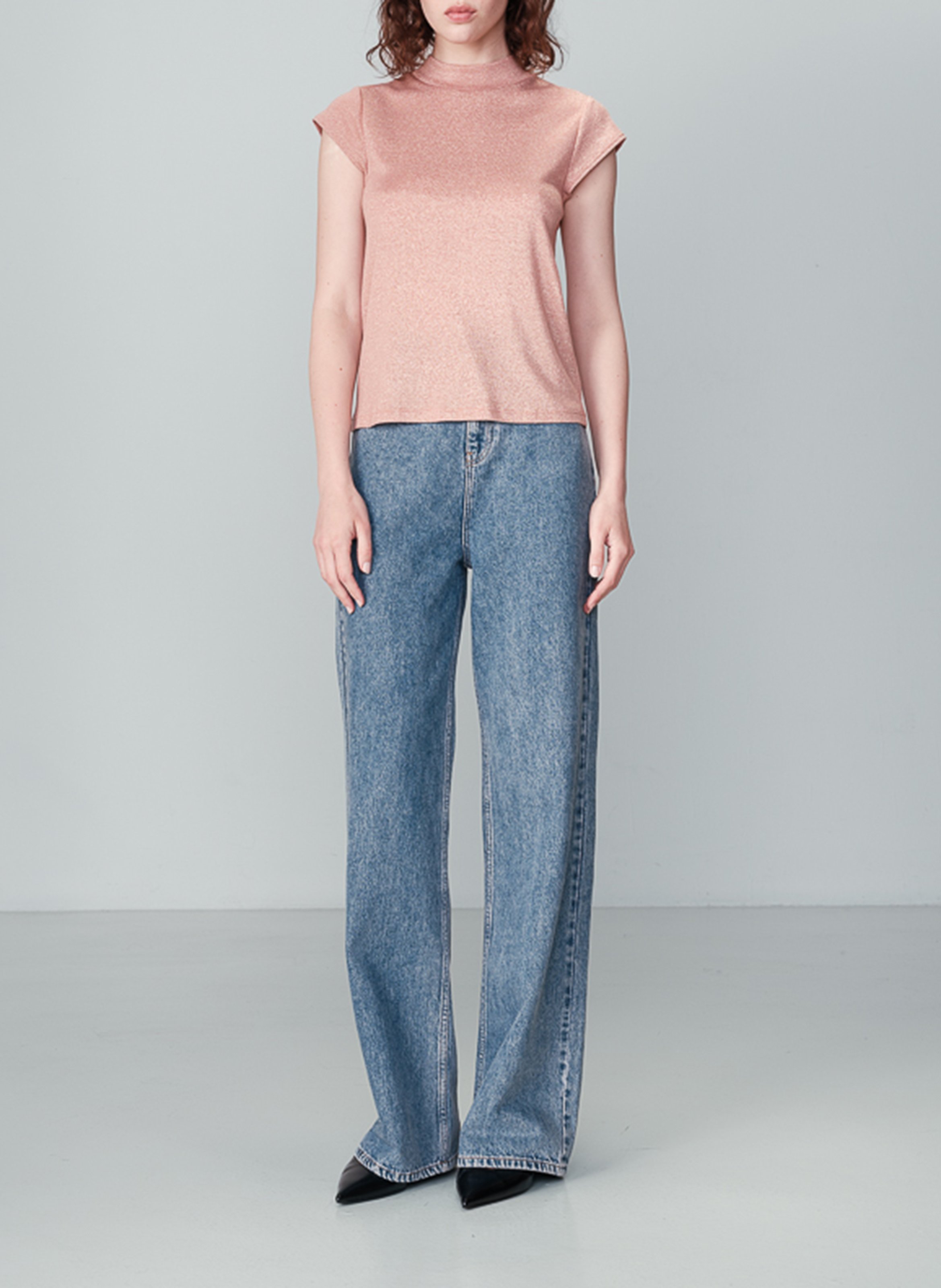 Fitted high neck sequined top GRACE ET MILA Pink