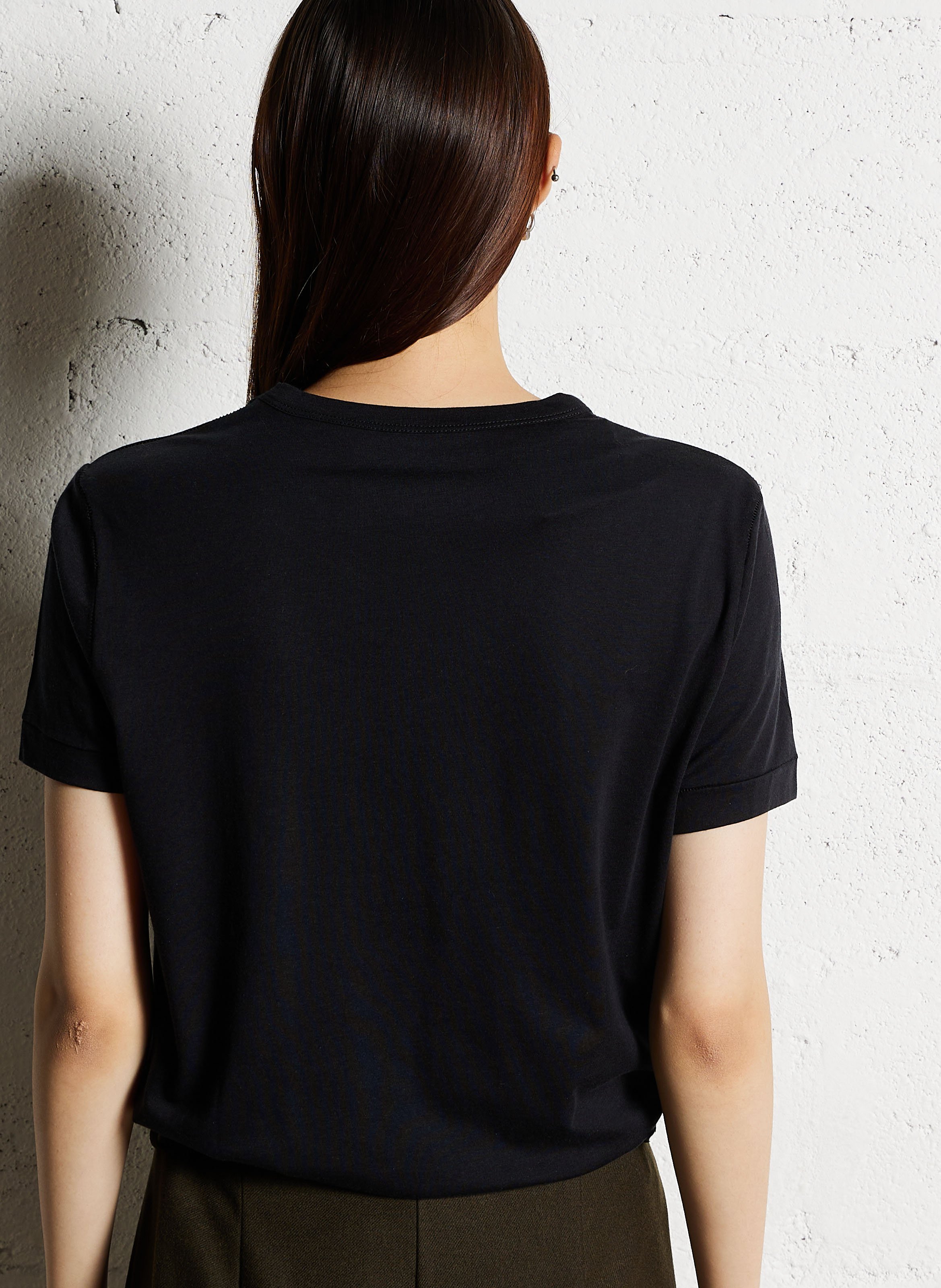 Tee-shirt droit col rond  MAJESTIC FILATURES Noir