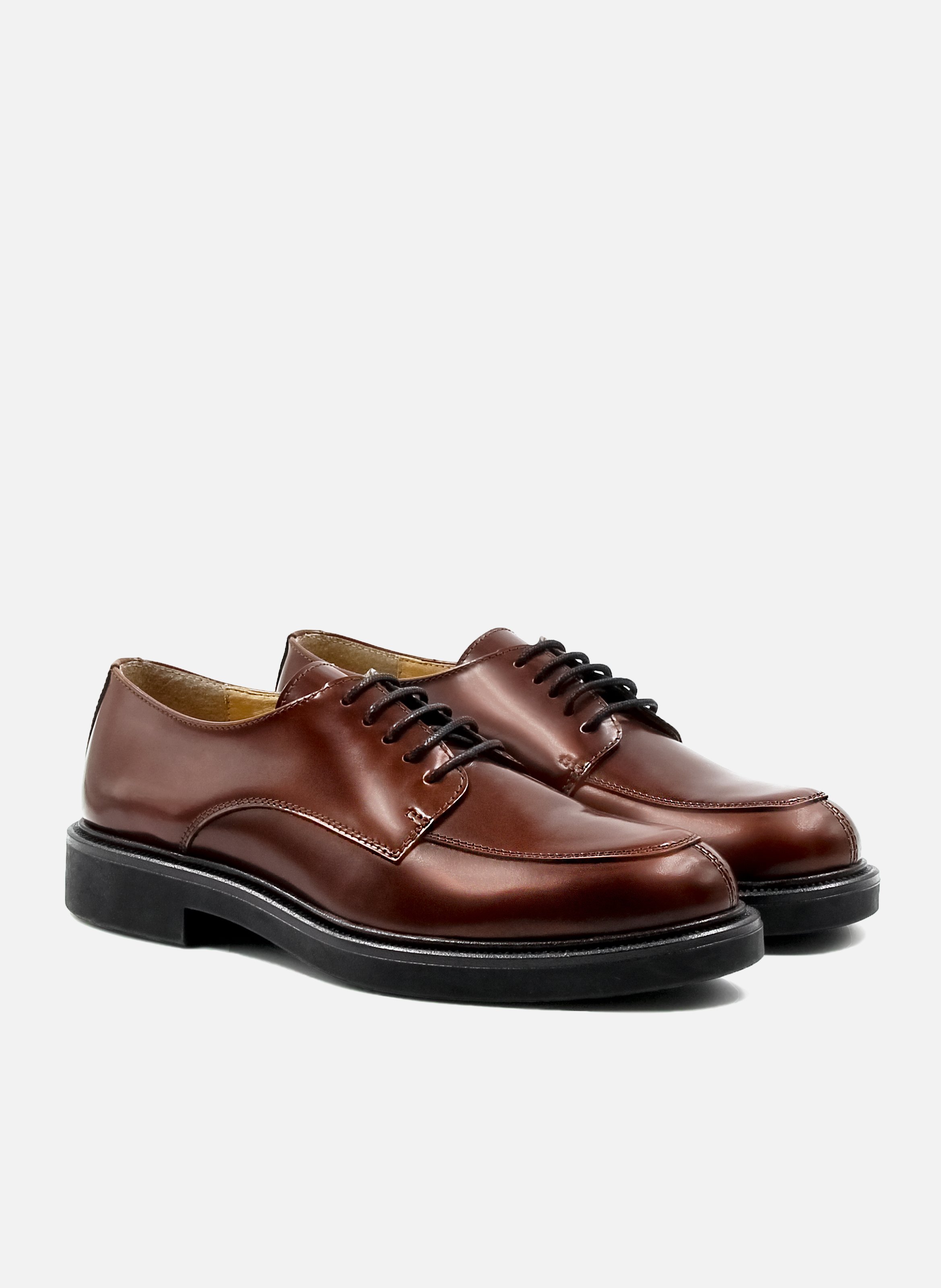 Shiny leather Derby shoes JULES & JENN Brown