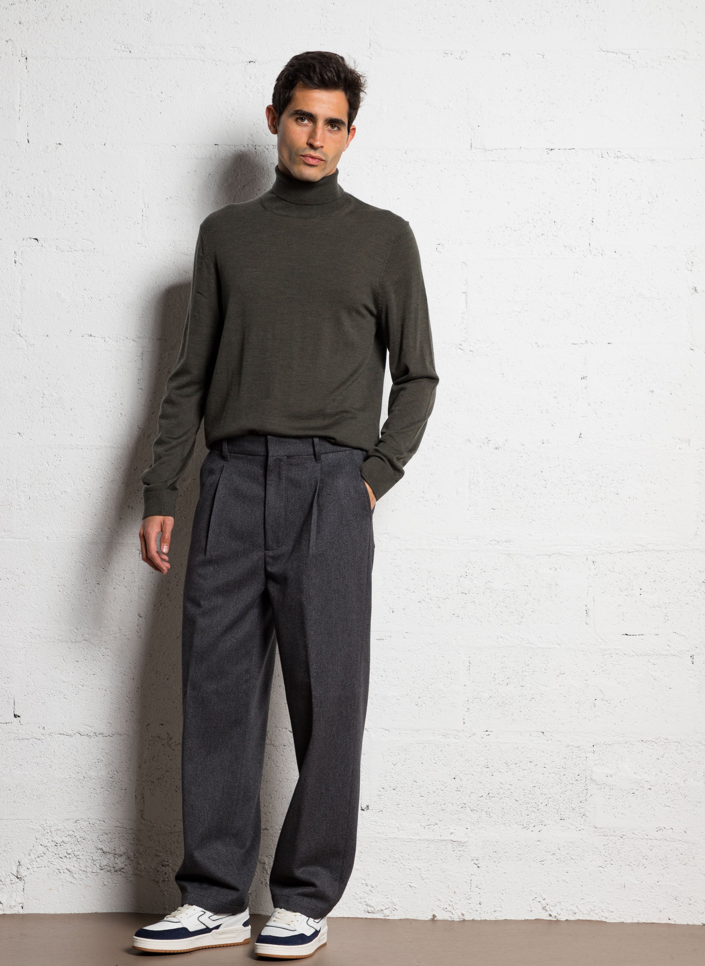 Merino wool turtleneck sweater SELECTED Green