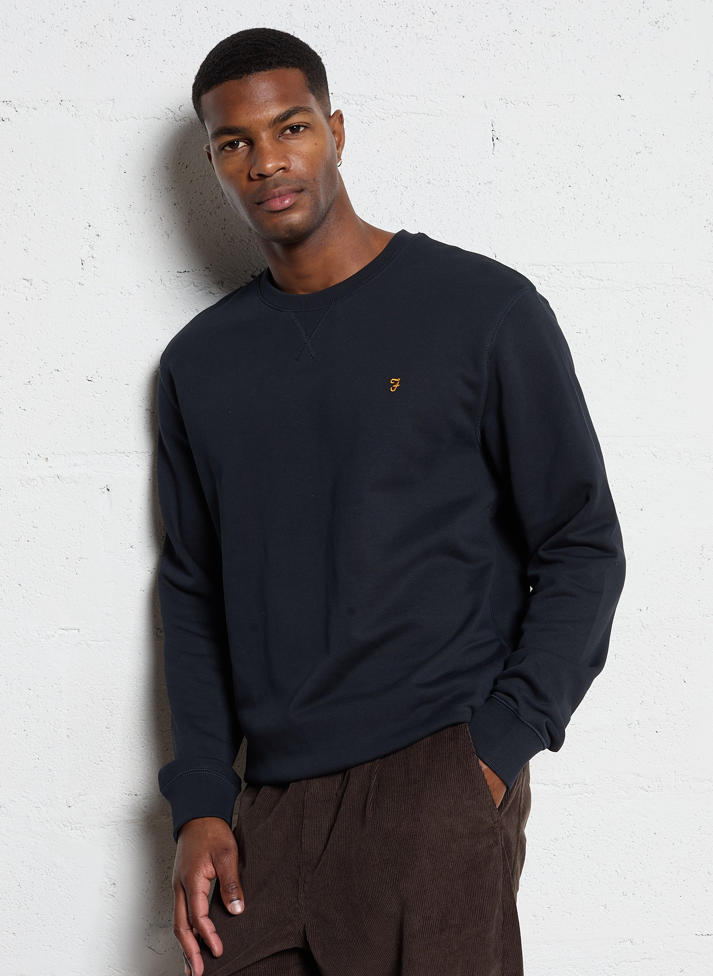 Rundhals-Sweatshirt aus Bio-Baumwolle, Slim Fit FARAH Blau