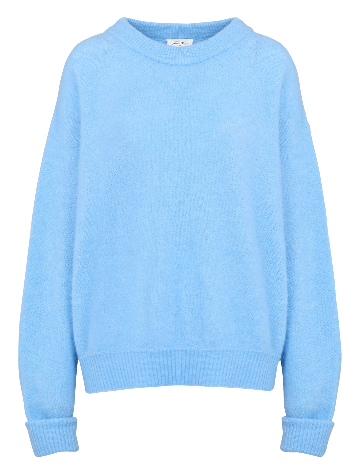 Pull ample col rond en laine mélangée Bleu