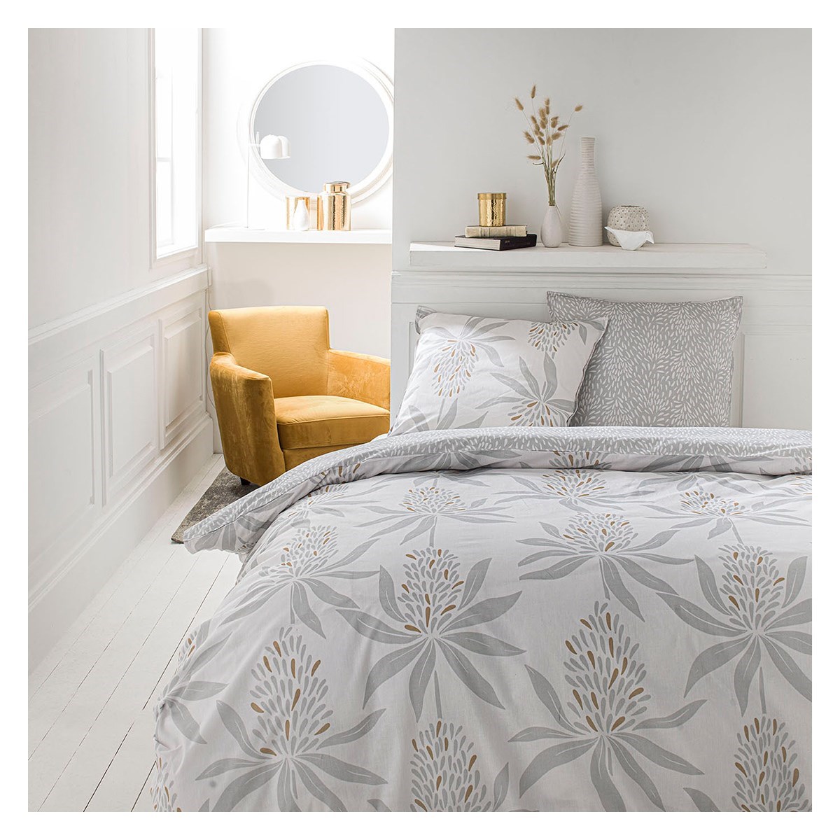 Floral printed cotton bedding set TODAY LINGE DE MAISON White